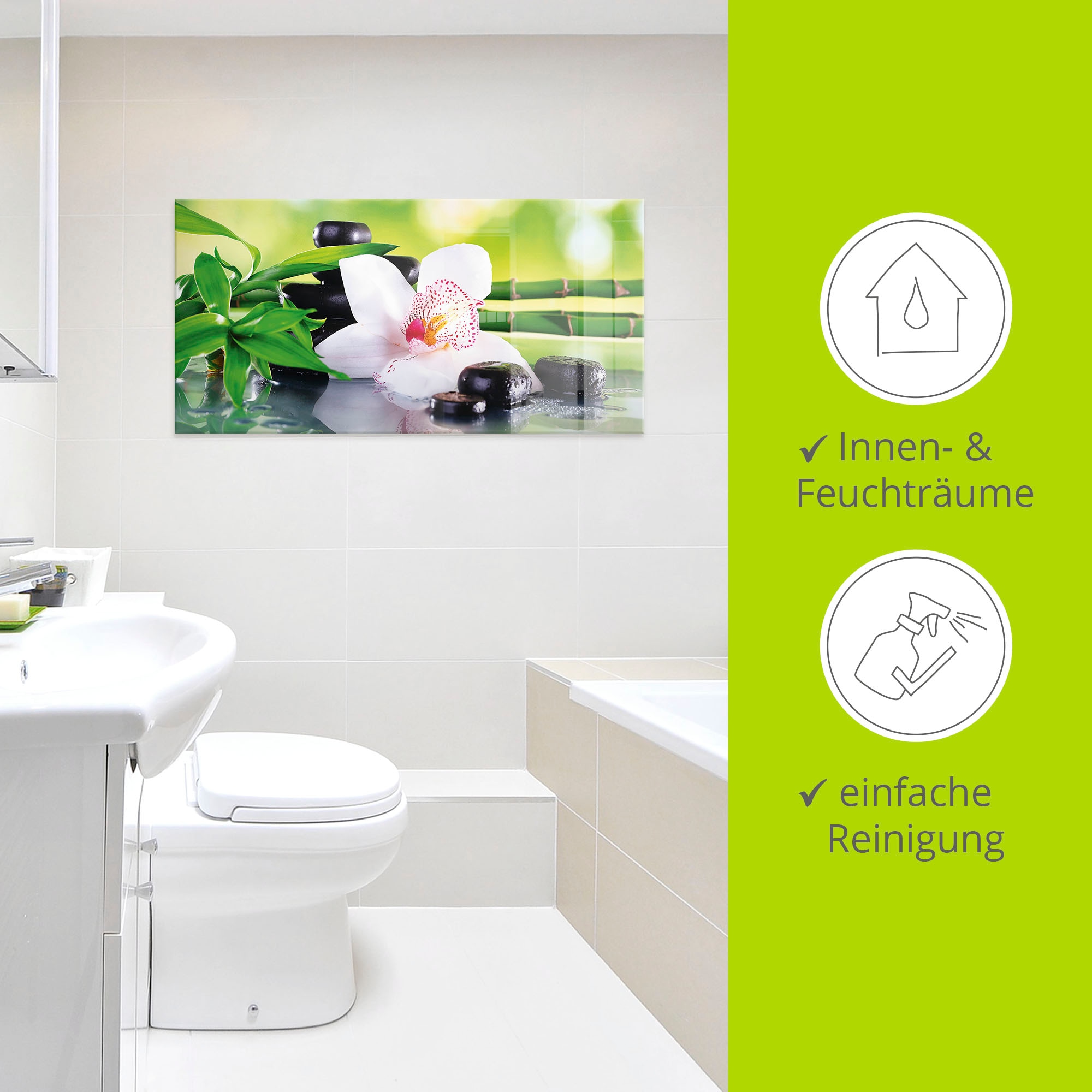 Artland Glasbild »Spa Steine Bambus Zweige Orchidee« Zen 1 Stk. tlg. in verschiedenen Größen