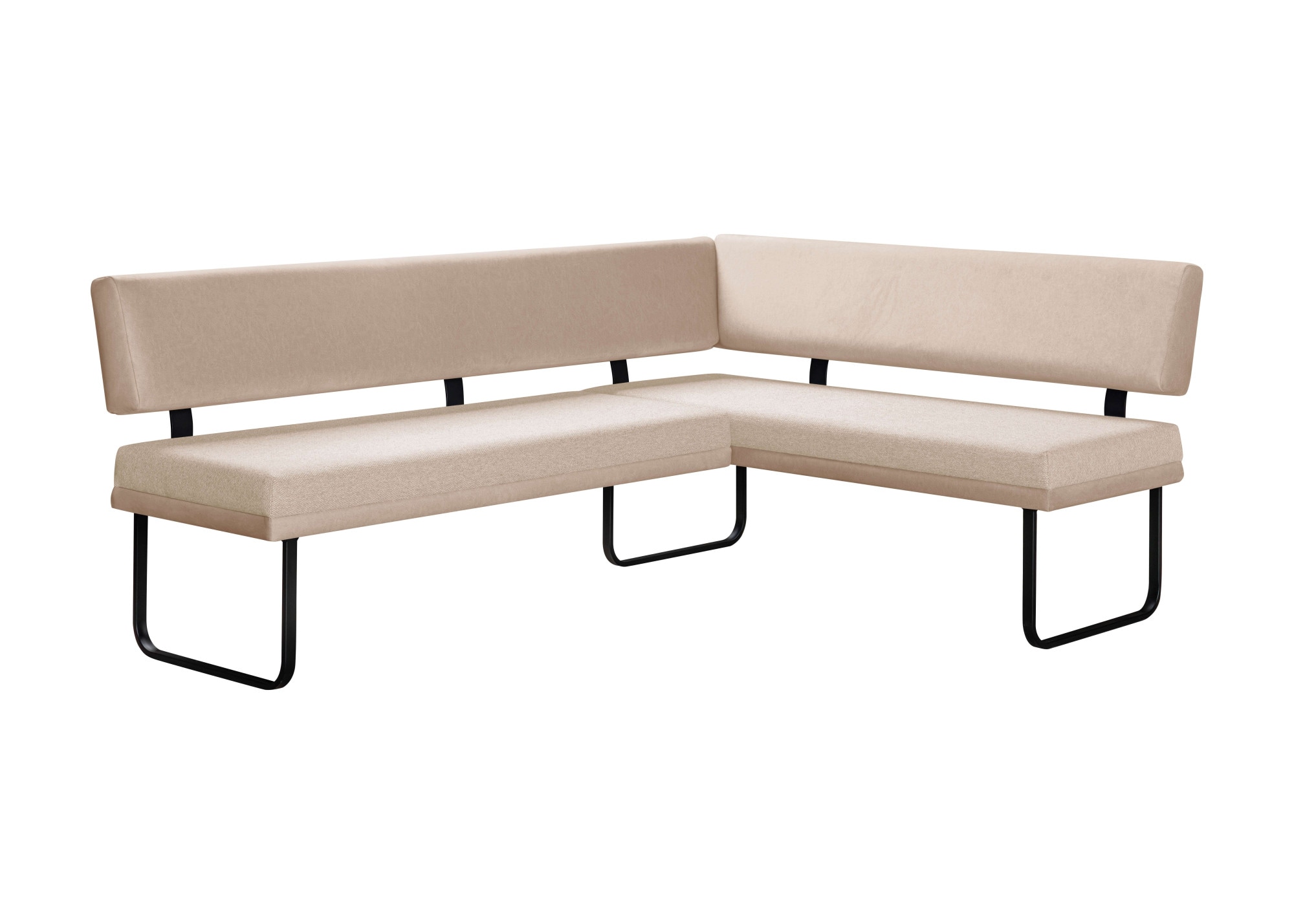OTTO home, Eckbank »Gabi Esszimmerbank, Bank, Küchenbank, Polsterbank« Gestell aus matt-schwarzem Flachmetall, stabil, 2-Stoff-Design, helles beige, 