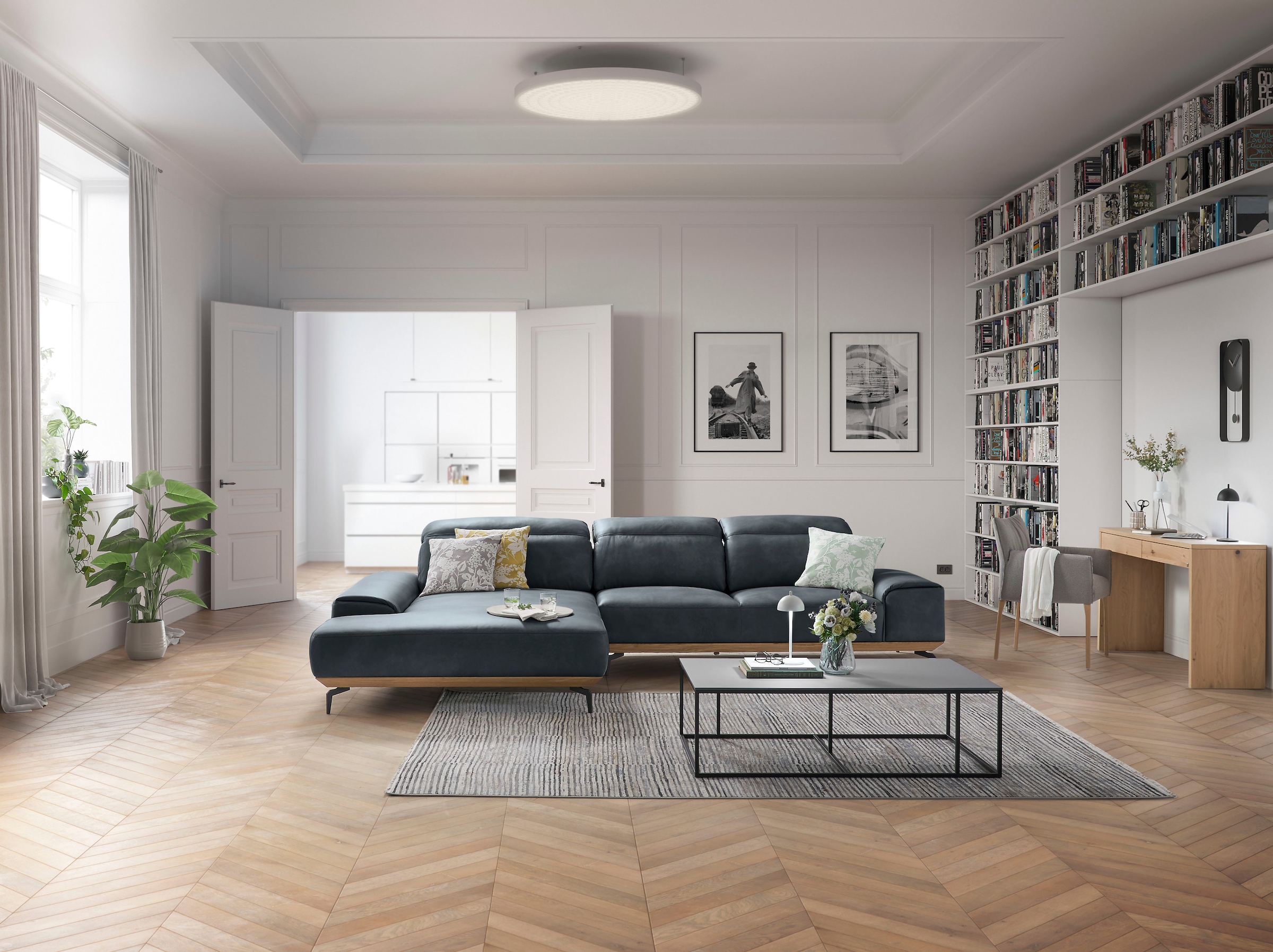 Musterring Wohnlandschaft »MR 2490«, Fuß schwarz, Sitzhöhe 48cm, wahlweise mit Funktionen, Maße 342x207 cm