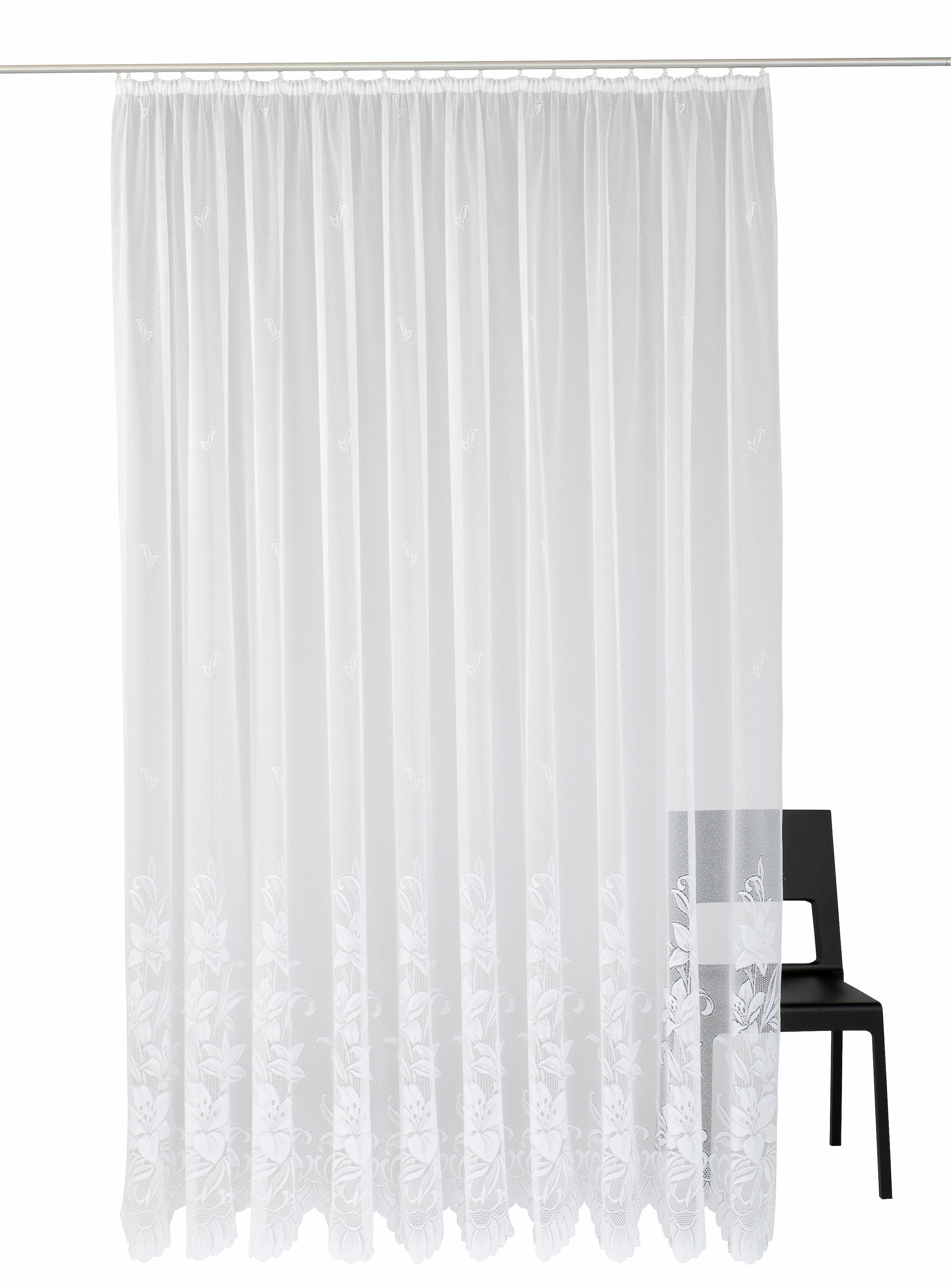Weckbrodt Gardine »Wismar«, (1 St.), Jacquard, strukturiert, Allover,floral,halbtransparent, Bordüre, Store