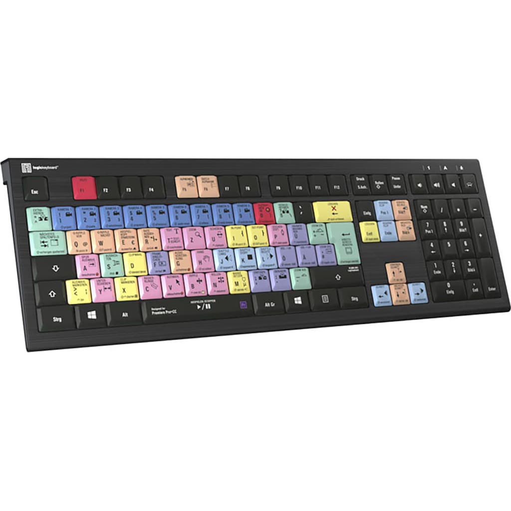 Logickeyboard Tastatur »Adobe Premiere Pro CC Astra 2 DE (PC)«, (Ziffernblock-USB-Hub)
