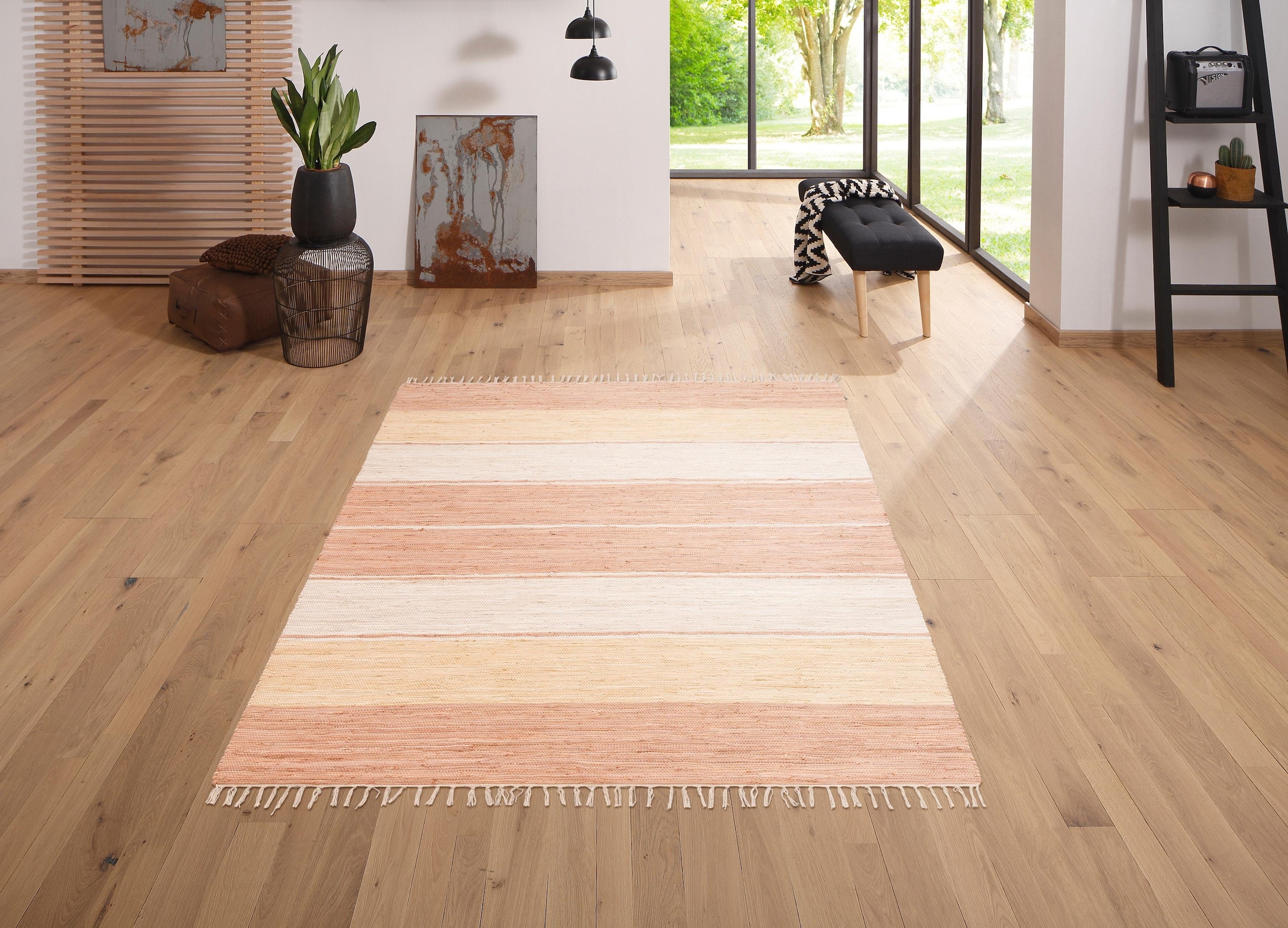 my home Teppich »Melina« rechteckig 5 mm Höhe handgewebt, waschbar bei 30 Grad, ideal im Wohnzimmer & Schlafzimmer