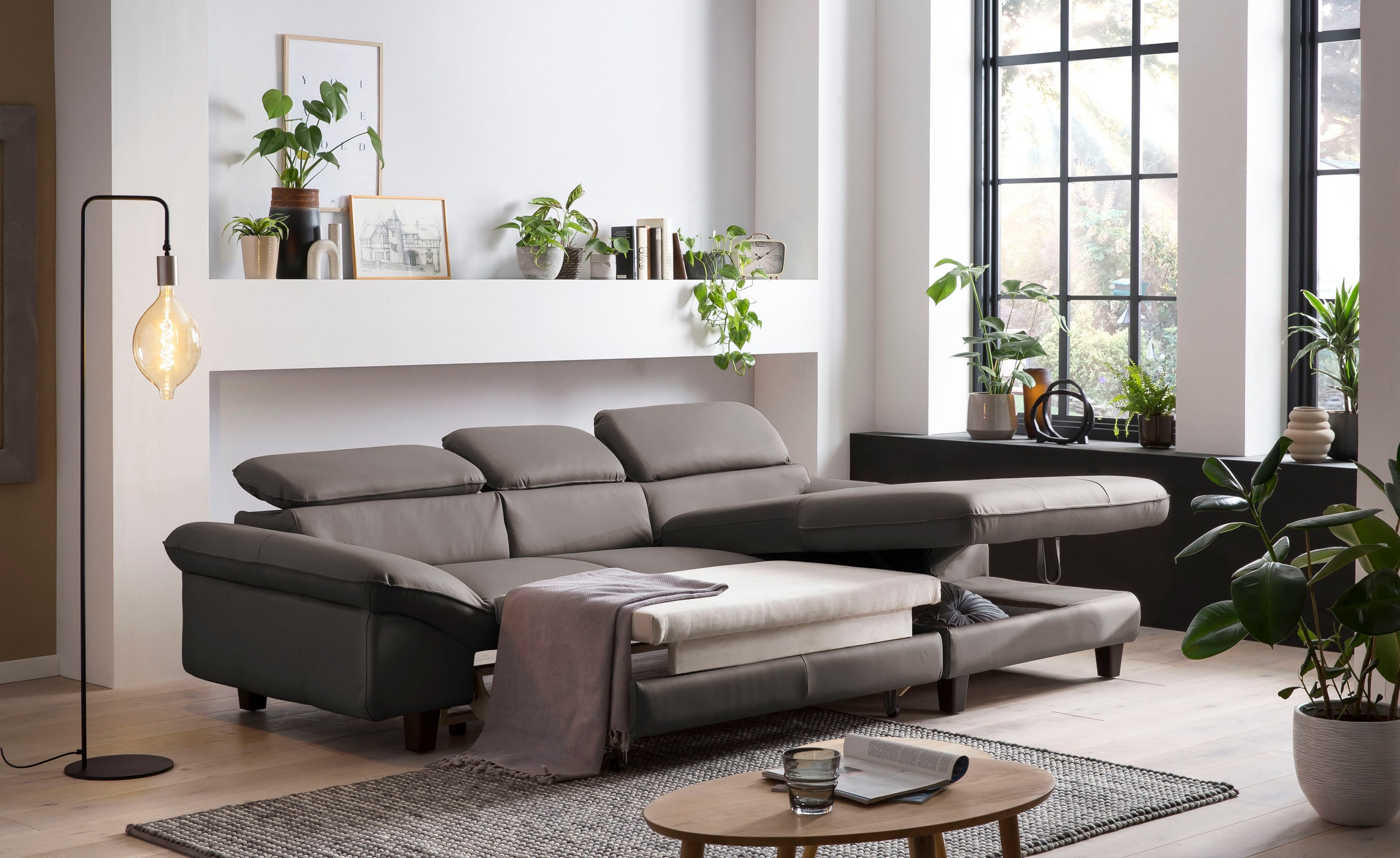 Home affaire Ecksofa »Pilot L-Form«, mit Kopfteilverstellung, wahlweise mit Bettfunktion & Bettkasten