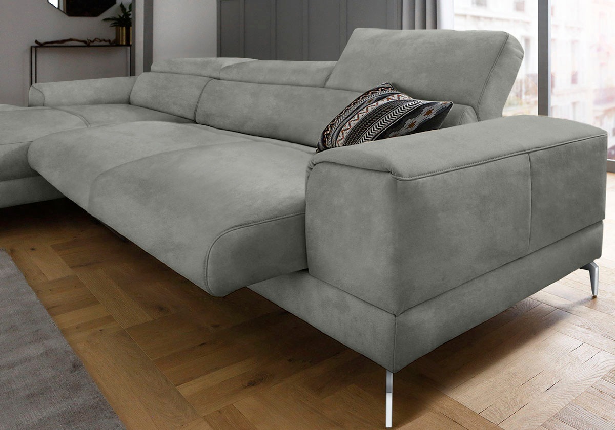 W.SCHILLIG Ecksofa »piedroo, Designsofa mit tollem Sitzkomfort, elegant und bequem, L-Form«, Kopfteilverstellung, wahlweise mit Sitztiefenverstellung, Breite 343cm