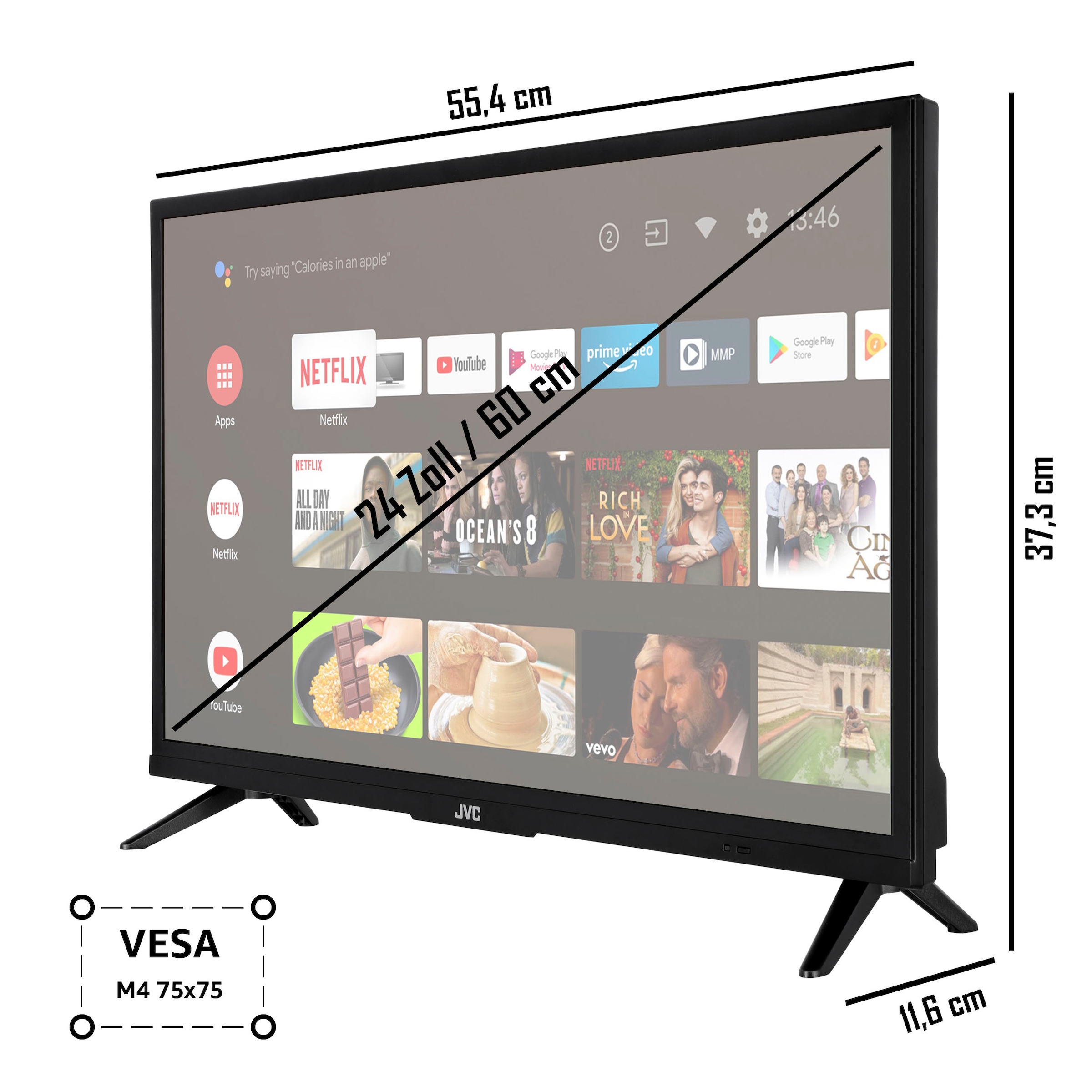 LCD-LED Fernseher Garantie HD ➥ JVC 60 | Android UNIVERSAL XXL cm/24 »LT-24VAH3255«, Zoll, ready, 3 Jahre TV-Smart-TV
