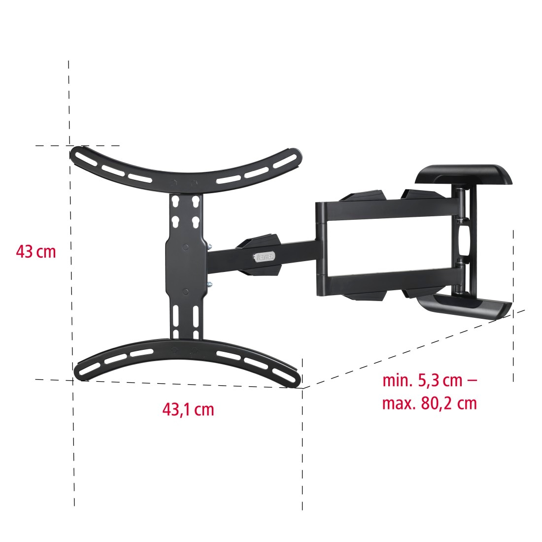 Hama TV-Wandhalterung »schwenkbar, ausziehbar, langer Arm,81 - 165 cm (32"- 65"),43",50",55"«, bis 165 cm Zoll