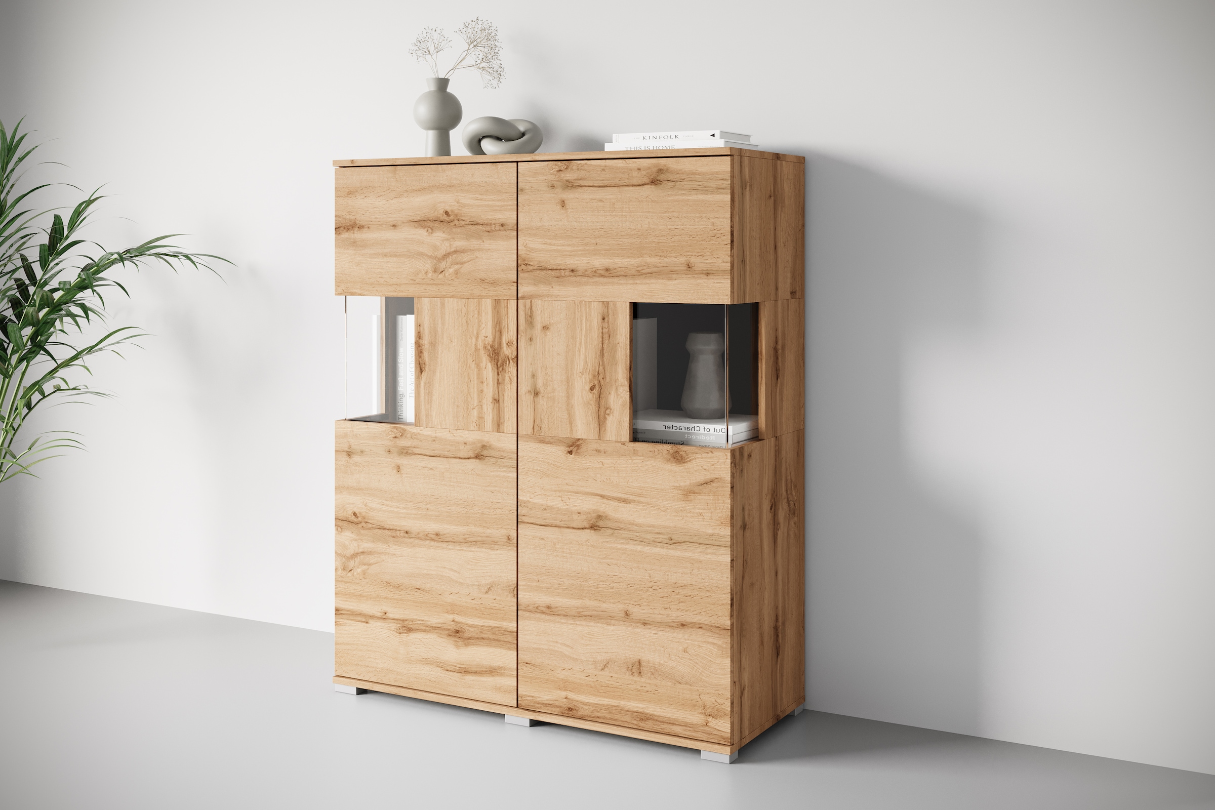 INOSIGN Highboard »Kenia«, Modernes Highboard mit Glastüren, Breite 100 cm