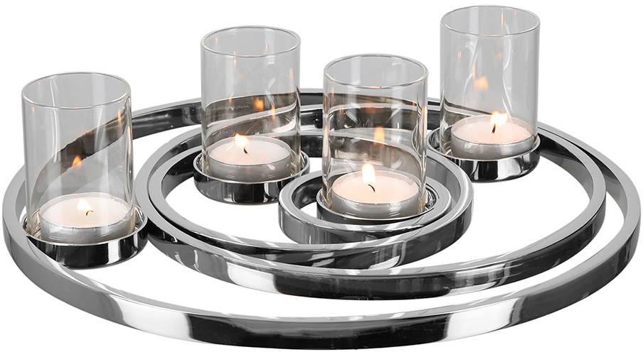 Fink Kerzenhalter »UNIVERSE, Weihnachtsdeko«, (1 St.), aus Edelstahl und  Glas, 4-flammig, Adventsleuchter bequem kaufen