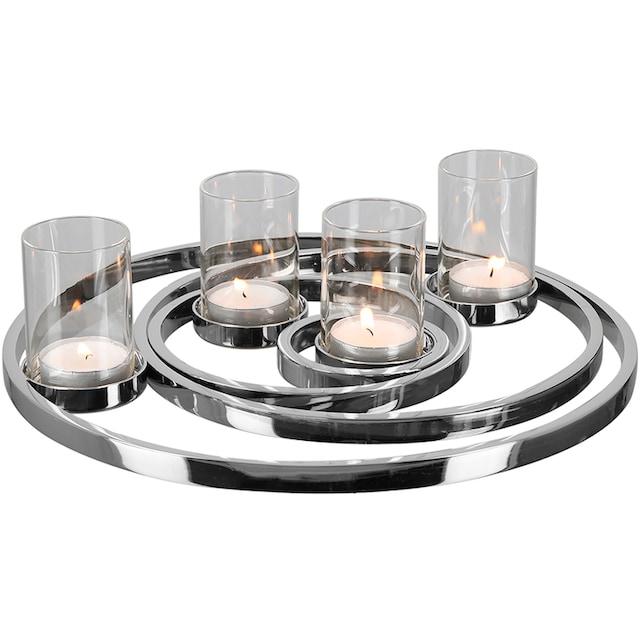 Fink Kerzenhalter »UNIVERSE, Weihnachtsdeko«, (1 St.), aus Edelstahl und  Glas, 4-flammig, Adventsleuchter bequem kaufen