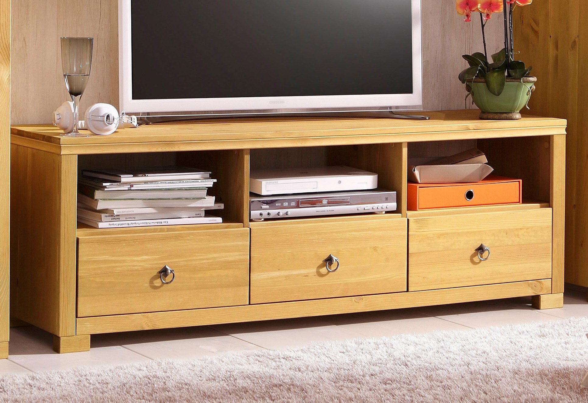 Home affaire TV-Board »Gotland«, Breite 147 cm, mit Schubladen und offenen Fächern, Massivholz, FSC®