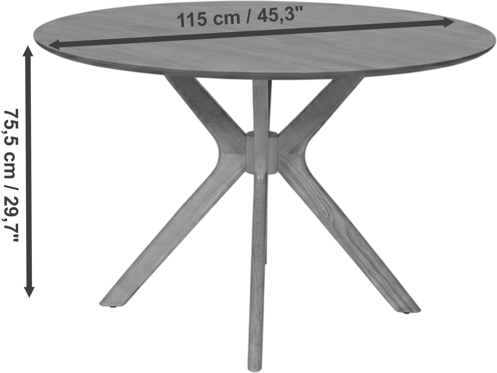 Jahnke Esstisch »DINE ROX« Esstisch, rund, Massivholz, Skandi-Look, für bis zu 4 Personen, 115 cm