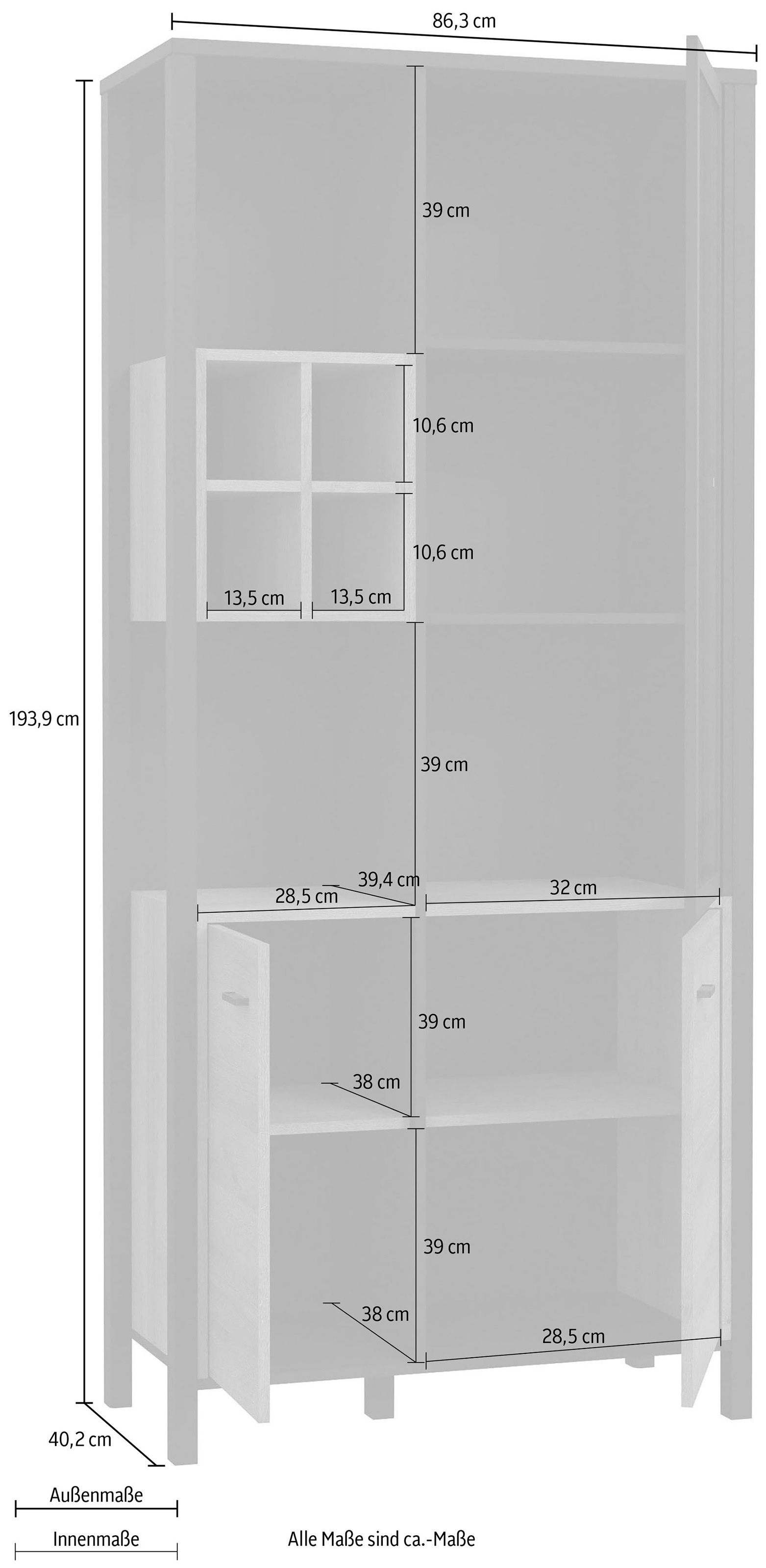 FORTE Vitrine »High Rock«, Höhe ca. 193 cm