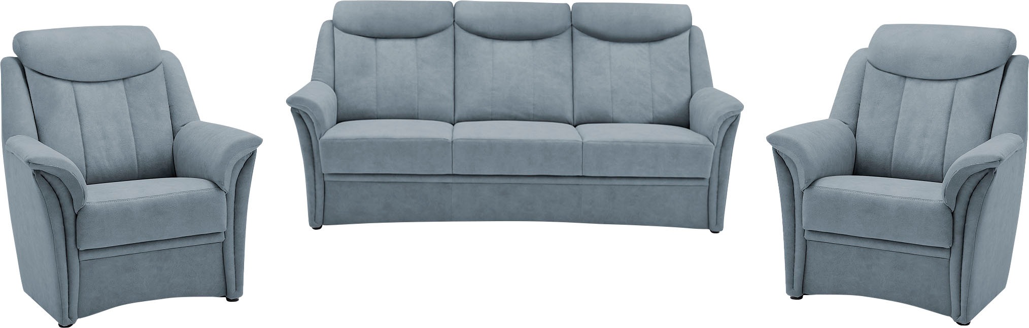 VILLA BECK Polstergarnitur »Lugano«, (Set, 3 tlg.), Kopfteilverstellung, in Sitzhöhe 49 cm, 3-Sitzer und 2x Sessel