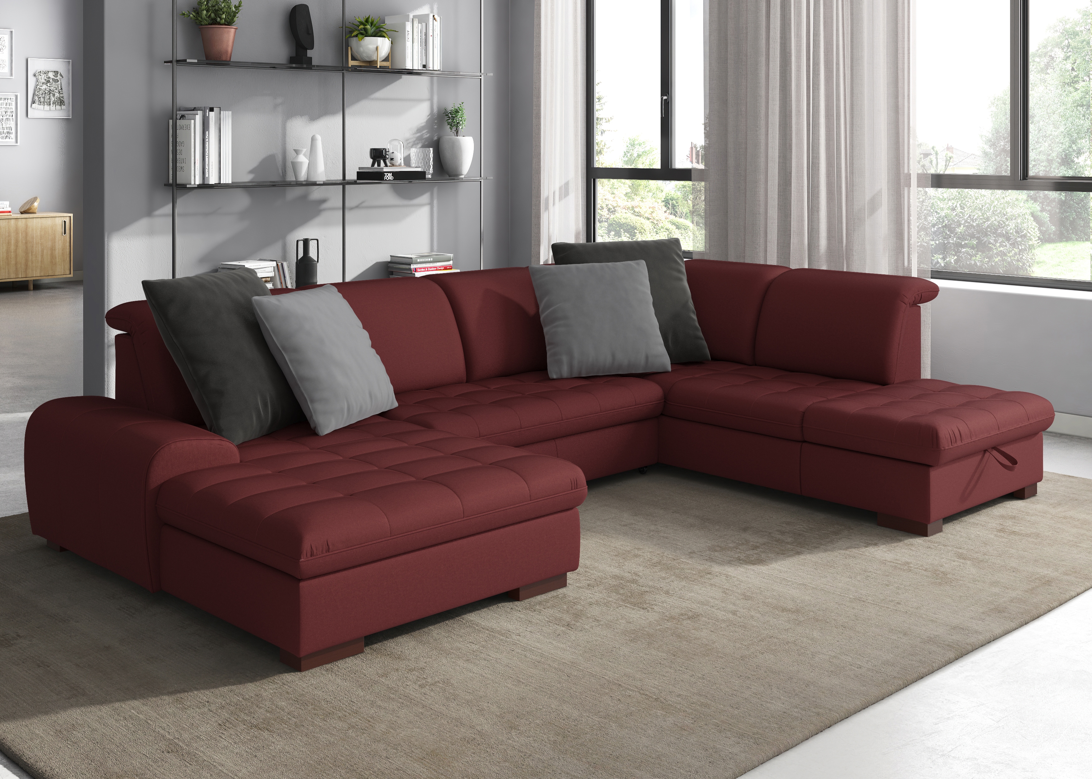 sit&more Wohnlandschaft "Luxor U-Form" wahlweise mit Schlaffunktion, Bettkasten und Kopfteilverstellung