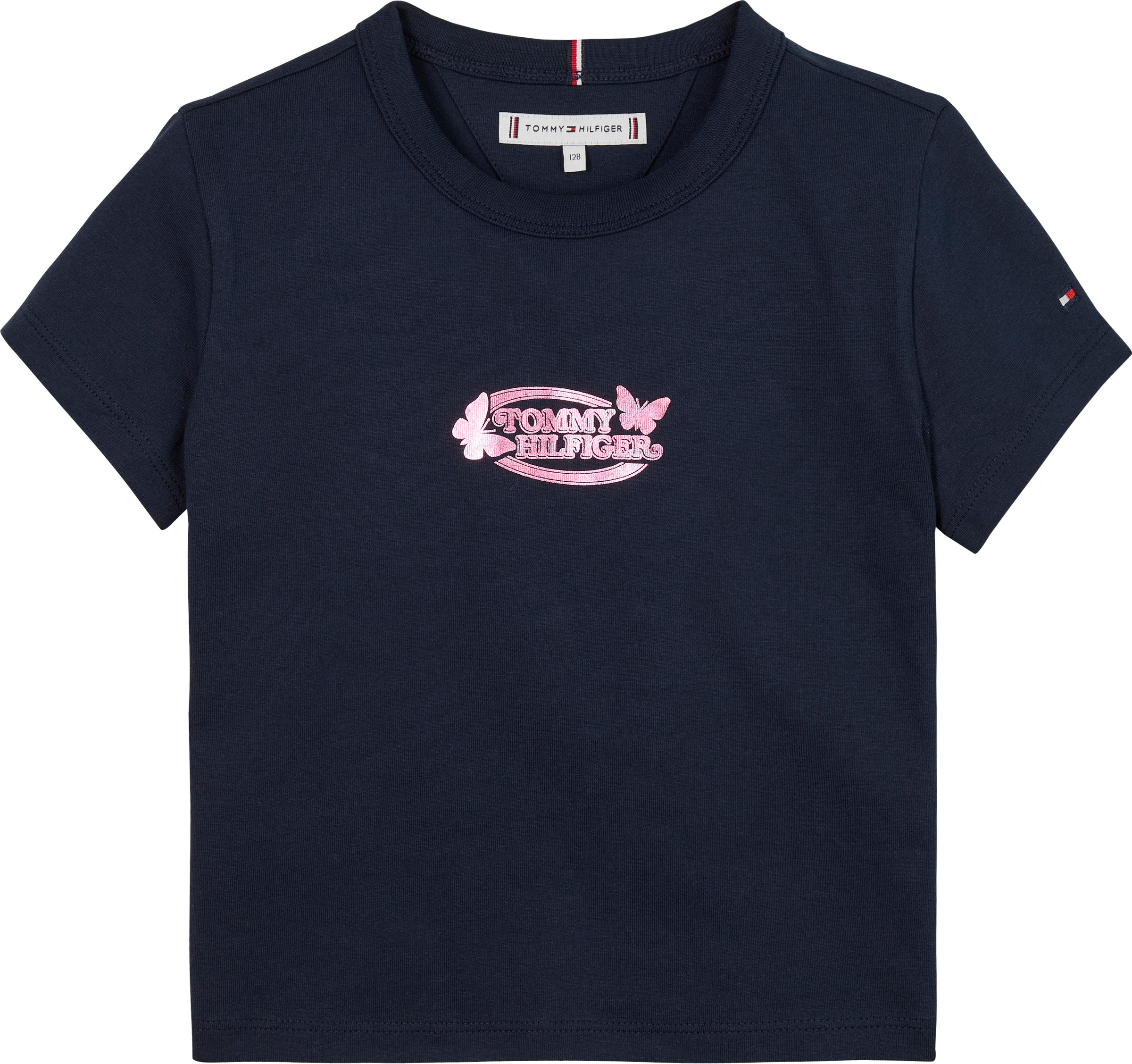 Tommy Hilfiger T-Shirt »BUTTERFLY GRAPHIC TEE SS« für Kinder bis 16 Jahre, mit glänzendem Druck