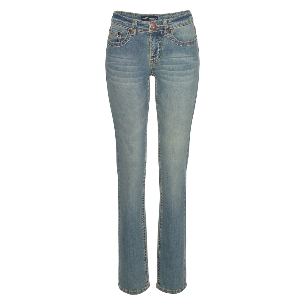 Arizona Gerade Jeans »Kontrastnähte«, Mid Waist