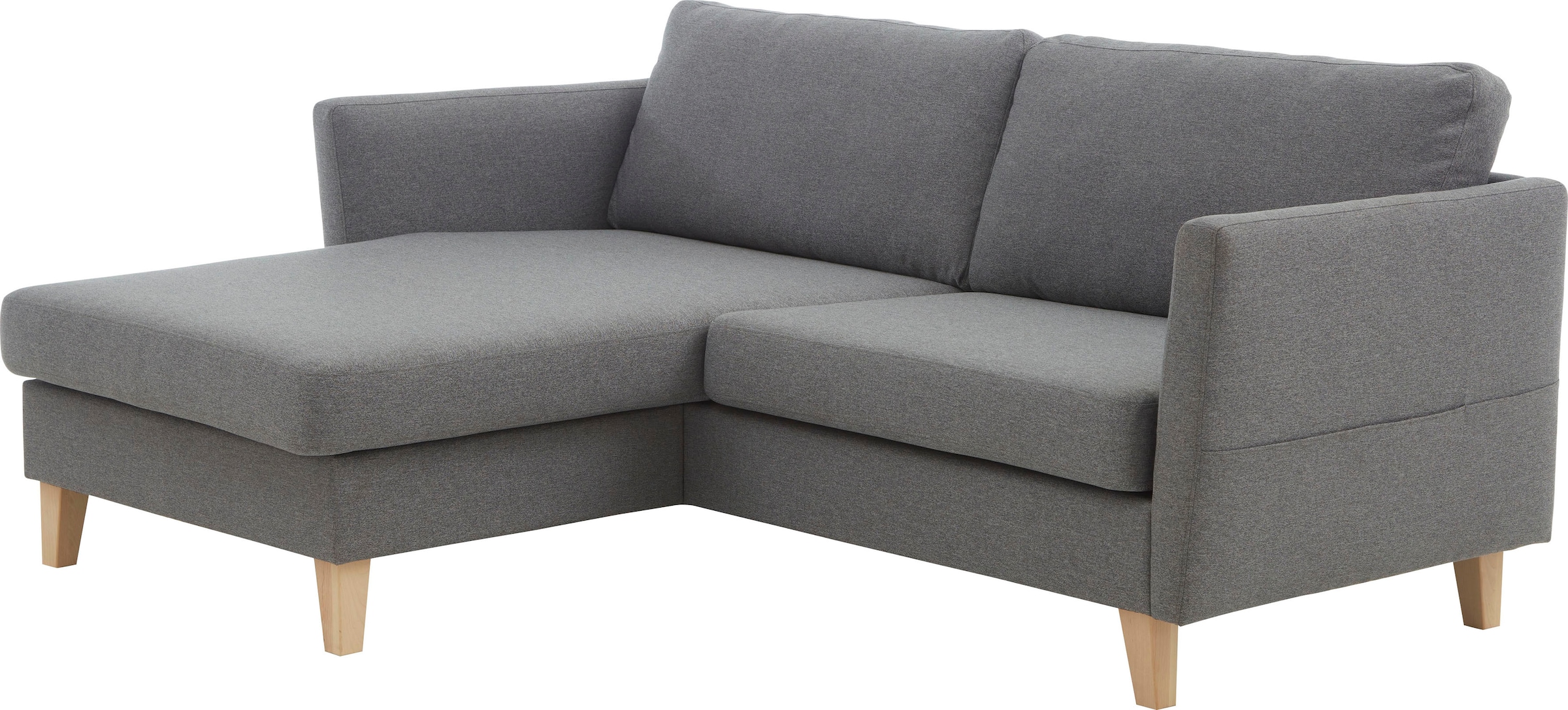 ATLANTIC home collection Ecksofa »Mailo L-Form«, mit Seitentaschen, Recamiere beidseitig montierbar, Massivholzfüße