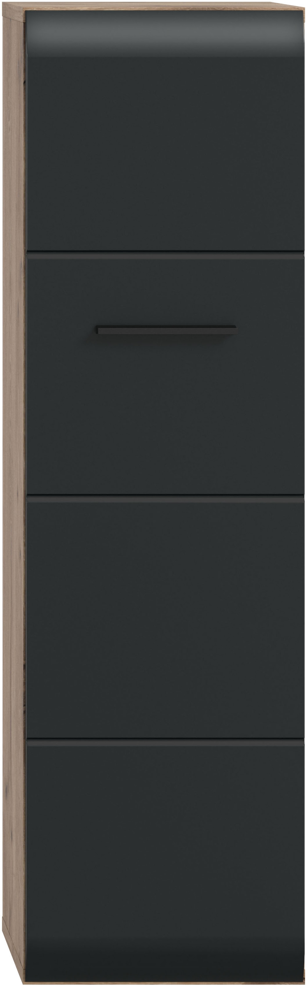 welltime Stauraumschrank »FLORENZ, Höhe 106 cm, 1 Tür, 4 Fächer, stehend & hängend montierbar« TOPSELLER!, 1 Stk. tlg. Türanschlag wechselbar, hochwertige MDF Front, Badschrank, Bad