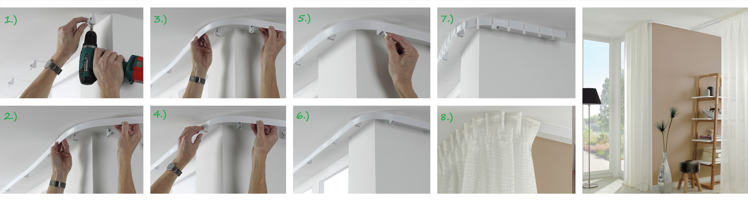 GARDINIA Vorhangschiene »Flexline« mit Bohren, Deckenmontage, Kunststoff, Easy-Click-Montage