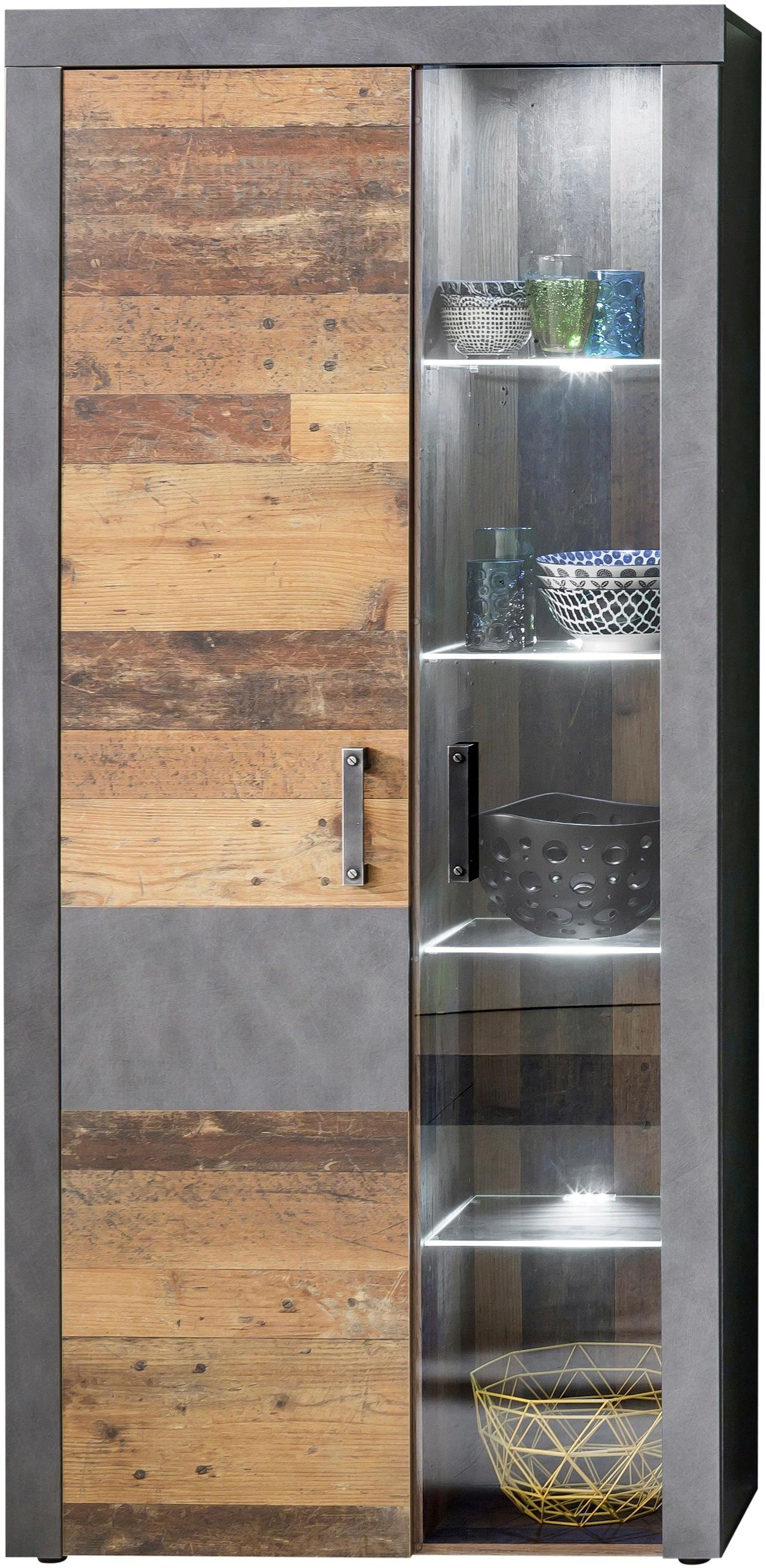 INOSIGN Vitrine »Ilana«, moderner Industrial Style - Beleuchtung optional - B/T/H 87/34/189 cm