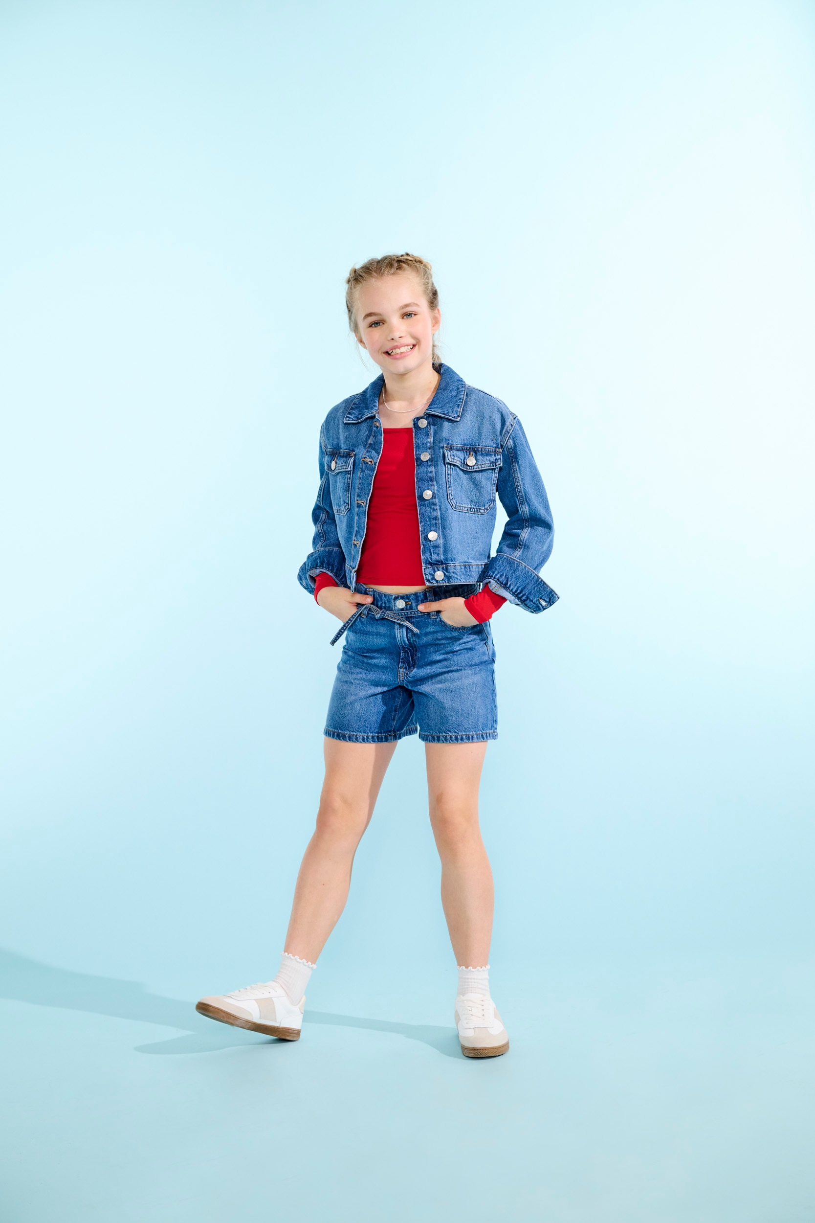 KIDS ONLY Jeansshorts »KOGGIANNA HW BELT SHORTS PIMBOX DNM NOOS« mit schmalem, dekorativen Bindeband in der Taille
