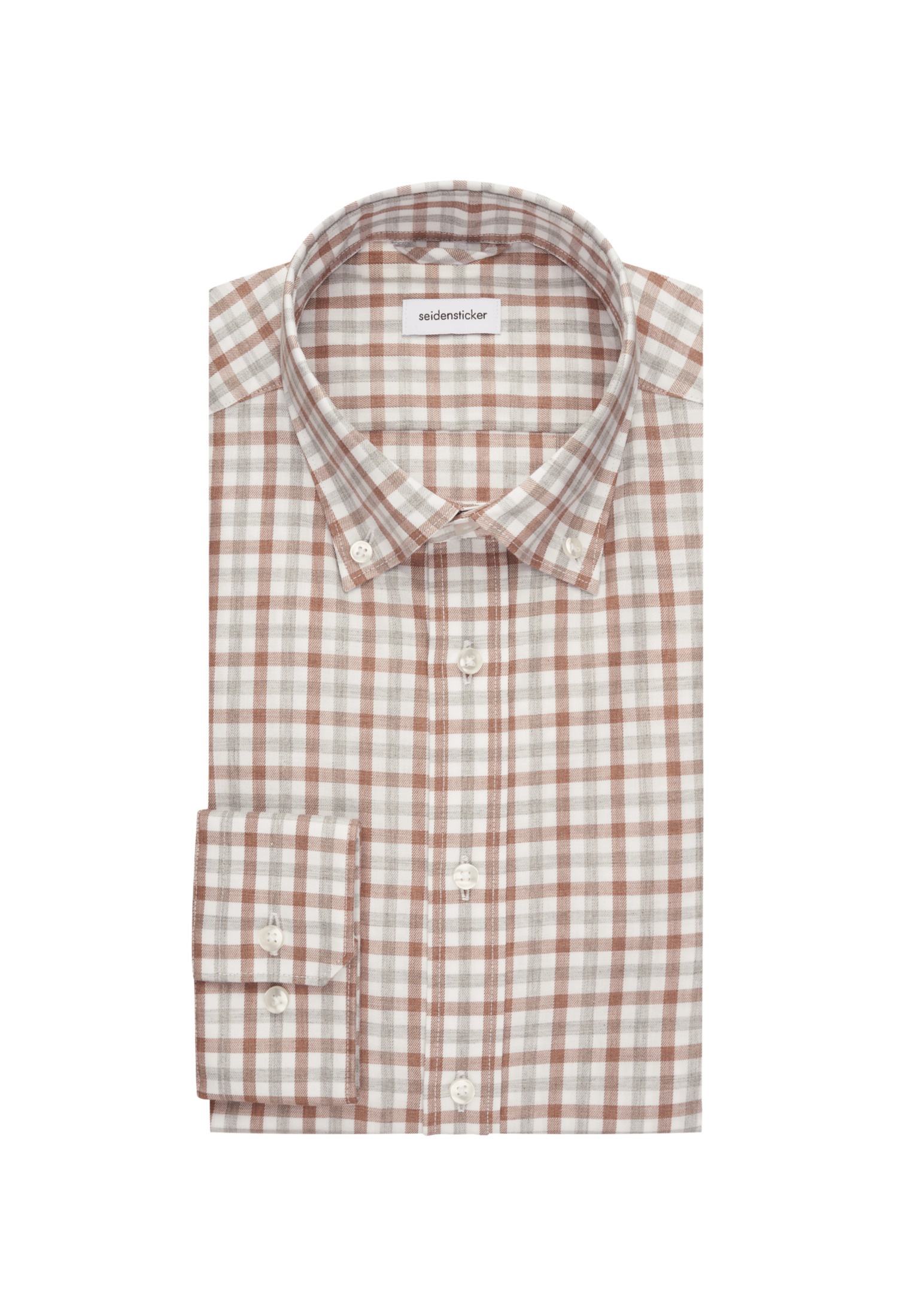 seidensticker Flanellhemd »Slim«, Slim Langarm Button-Down-Kragen Karo