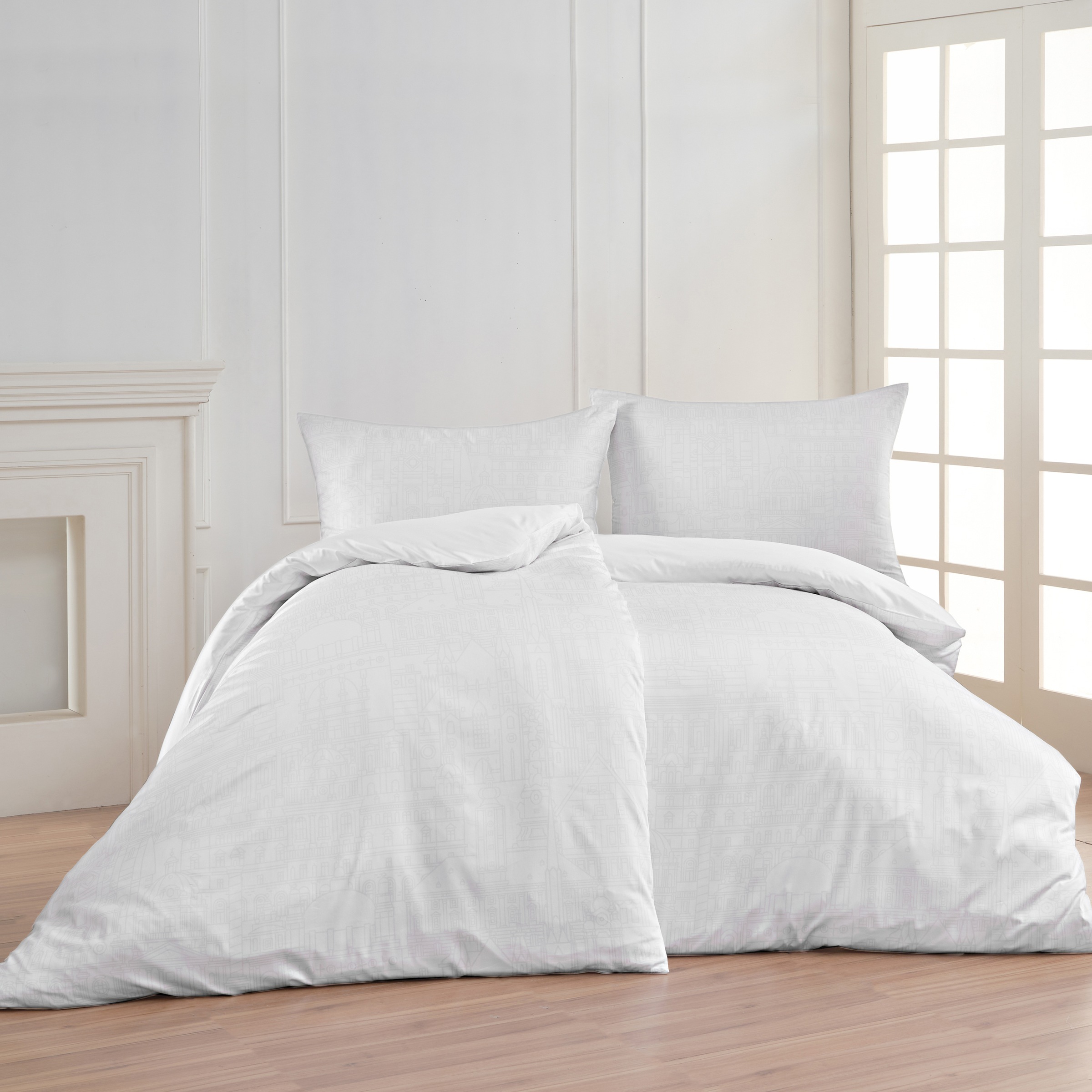 Florella Wendebettwäsche »»Skyline weiss« »SAGENHAFT« Edel-Satin,  100% Baumwolle«