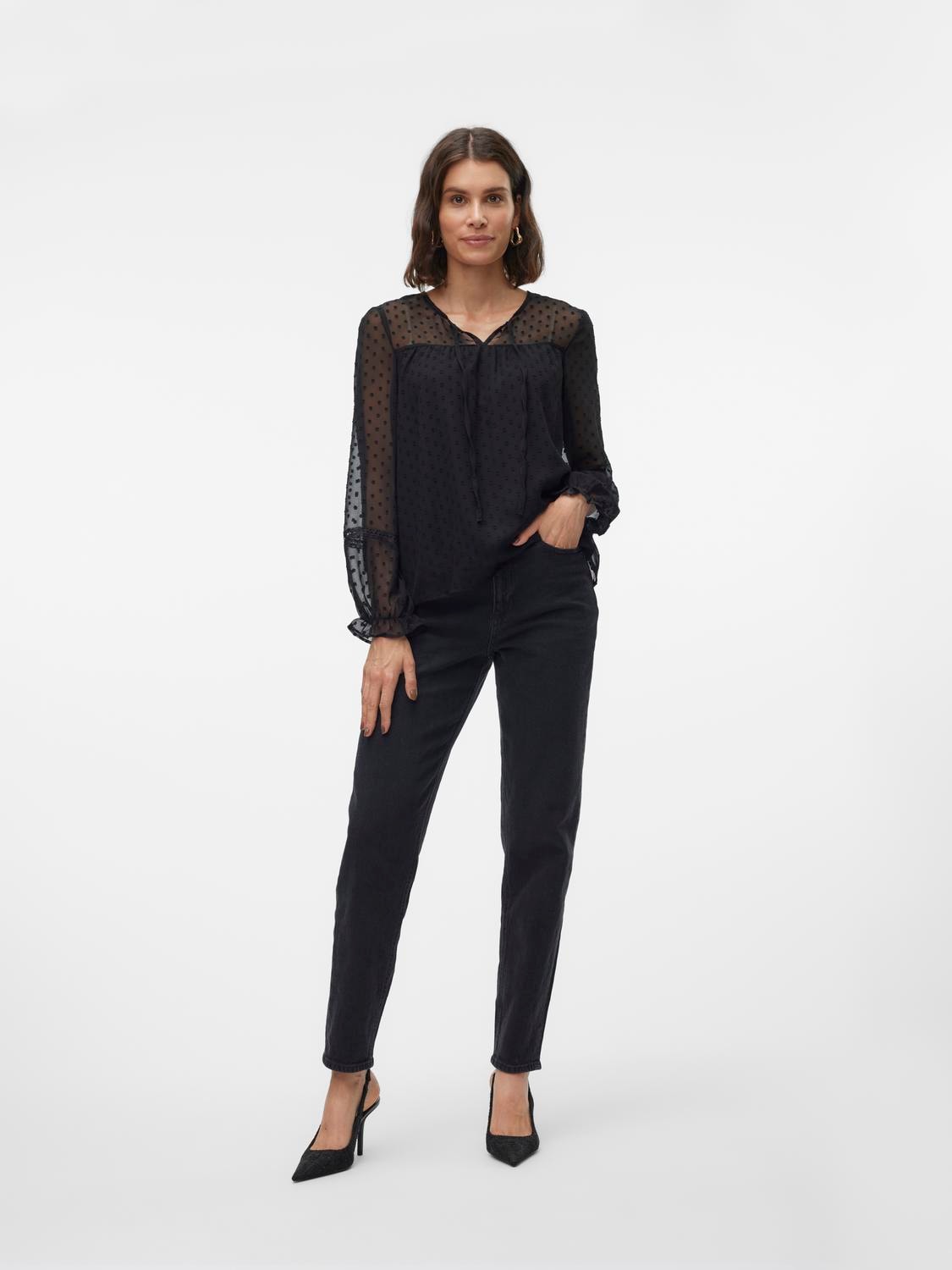 Vero Moda Blusenshirt »VMLEAH LS LACE TOP WVN GA NOOS«