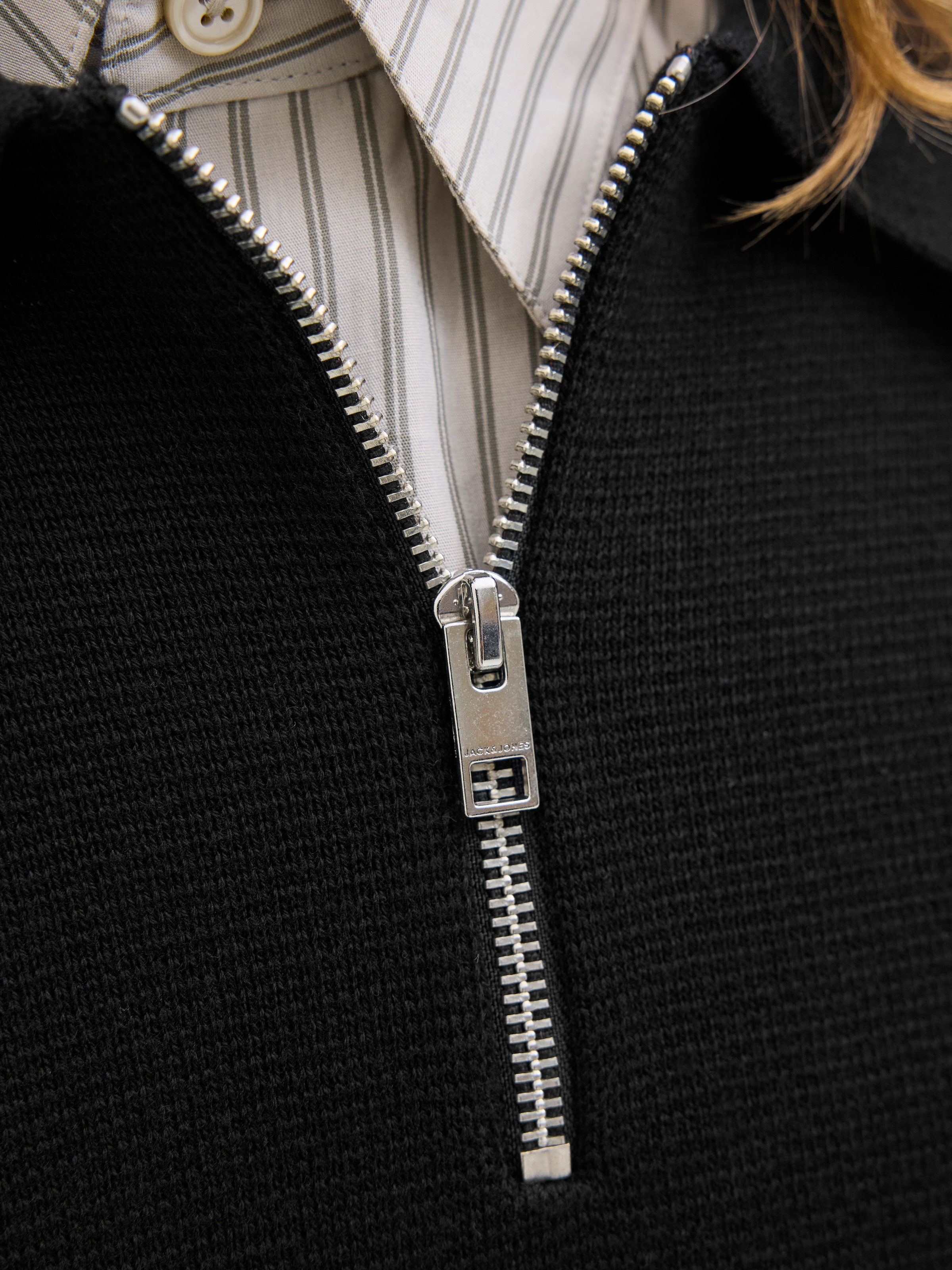 Jack & Jones Polokragenpullover »JPRBLAMILANO STITCH KNIT ZIP POLO SN« Baumwolle, locker geschnitten