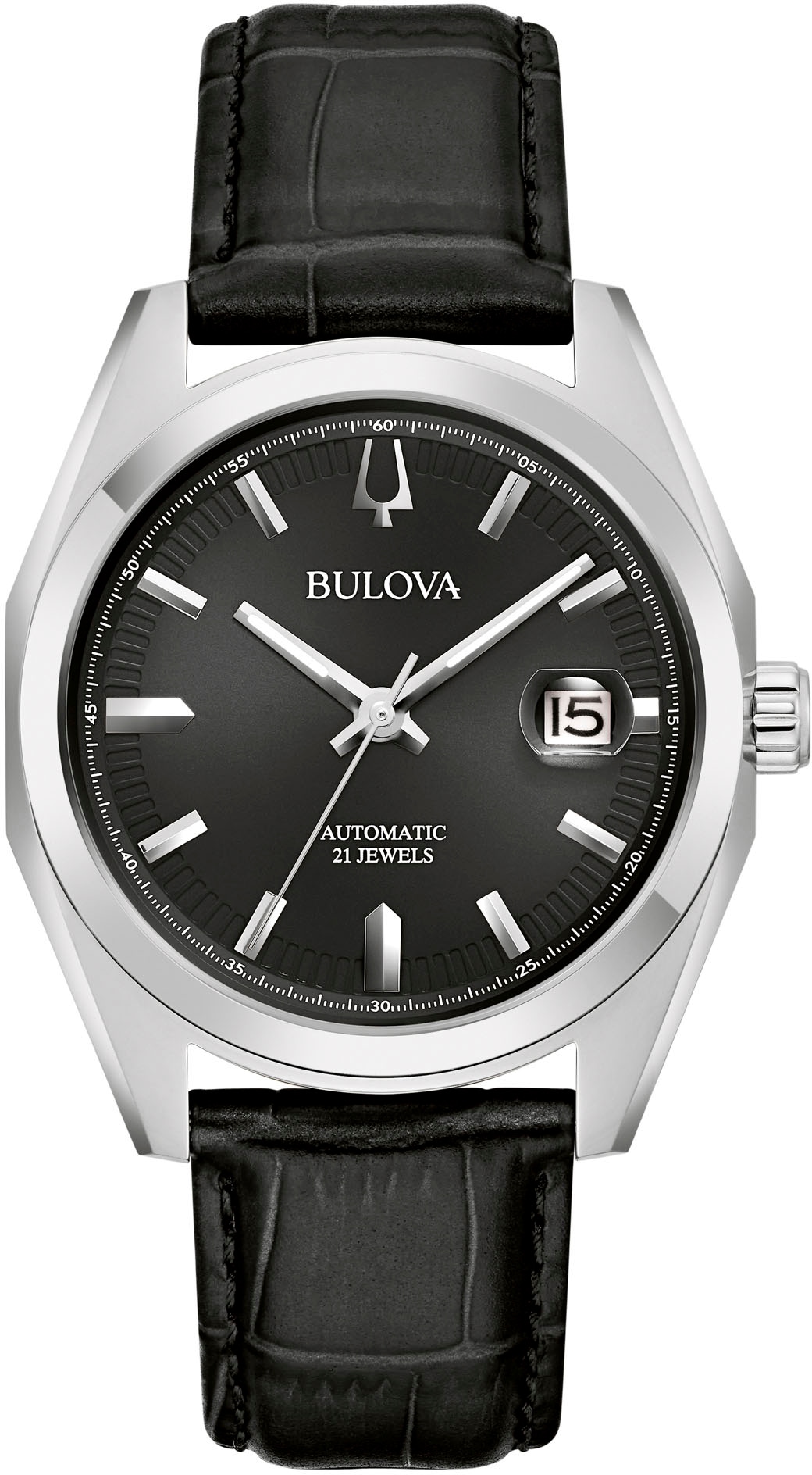 Bulova Automatikuhr, Armbanduhr, Herrenuhr, Damenuhr, Lederarmband, Saphirglas