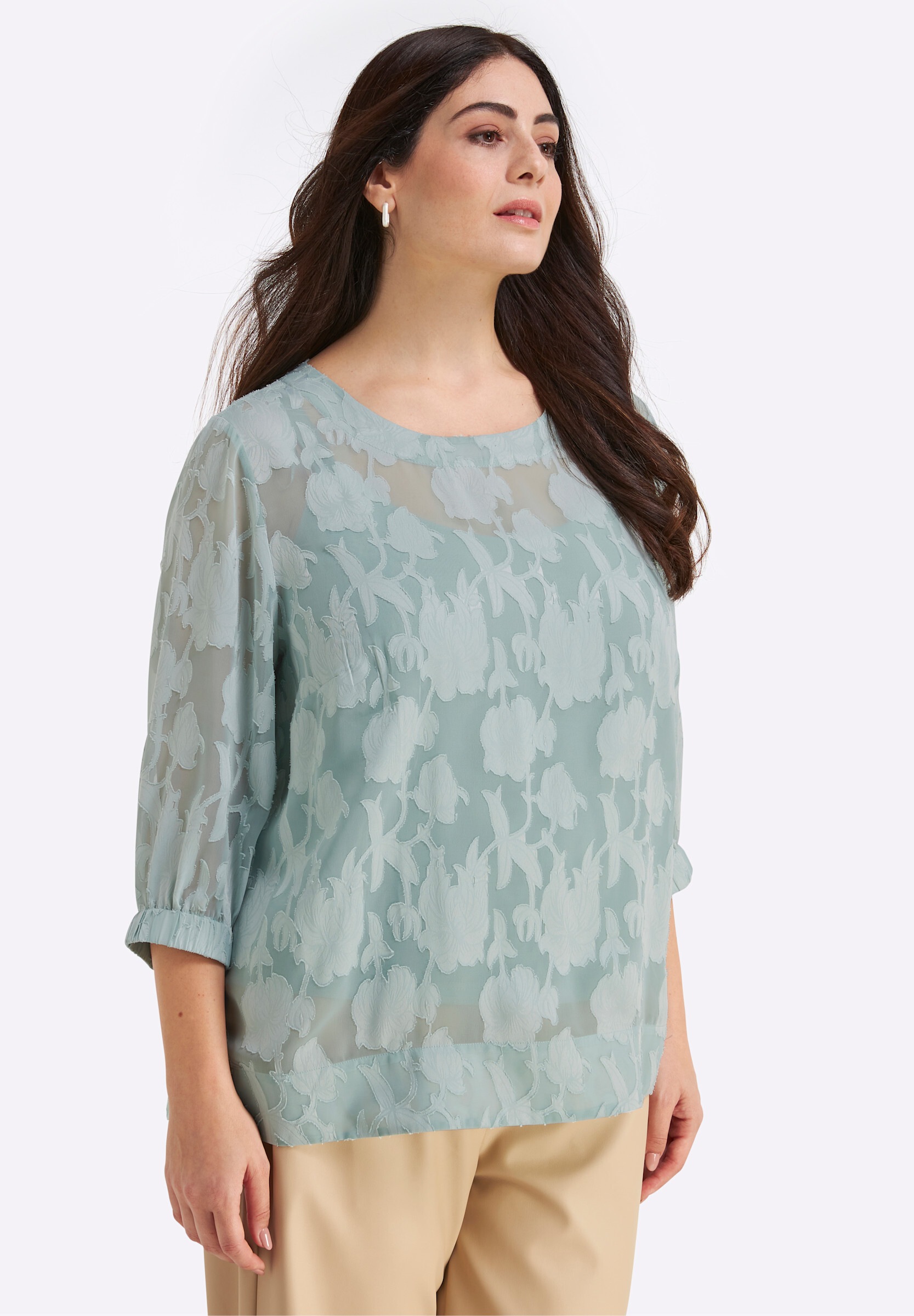 Sheego Longbluse »Tunika Tunika mit Ausbrenner-Effekt«