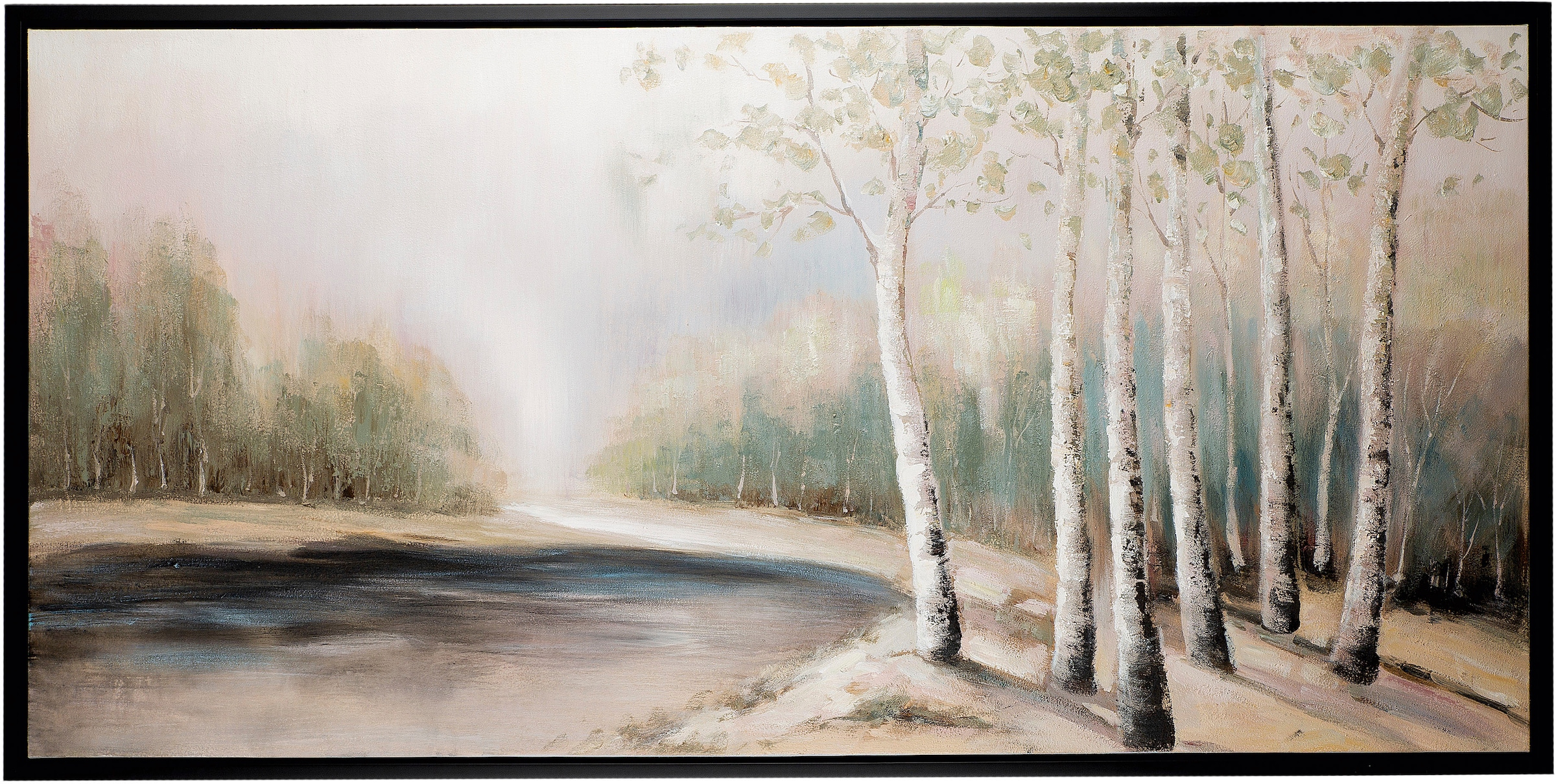 GILDE Leinwandbild »Gemälde Birken am Fluss«, (1 St.) auf Rechnung  bestellen