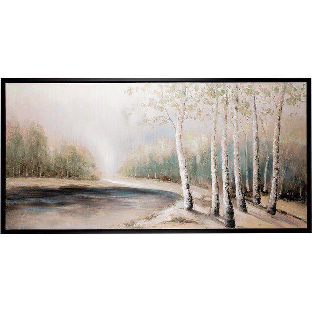 GILDE Leinwandbild »Gemälde Birken am Fluss«, (1 St.) auf Rechnung  bestellen