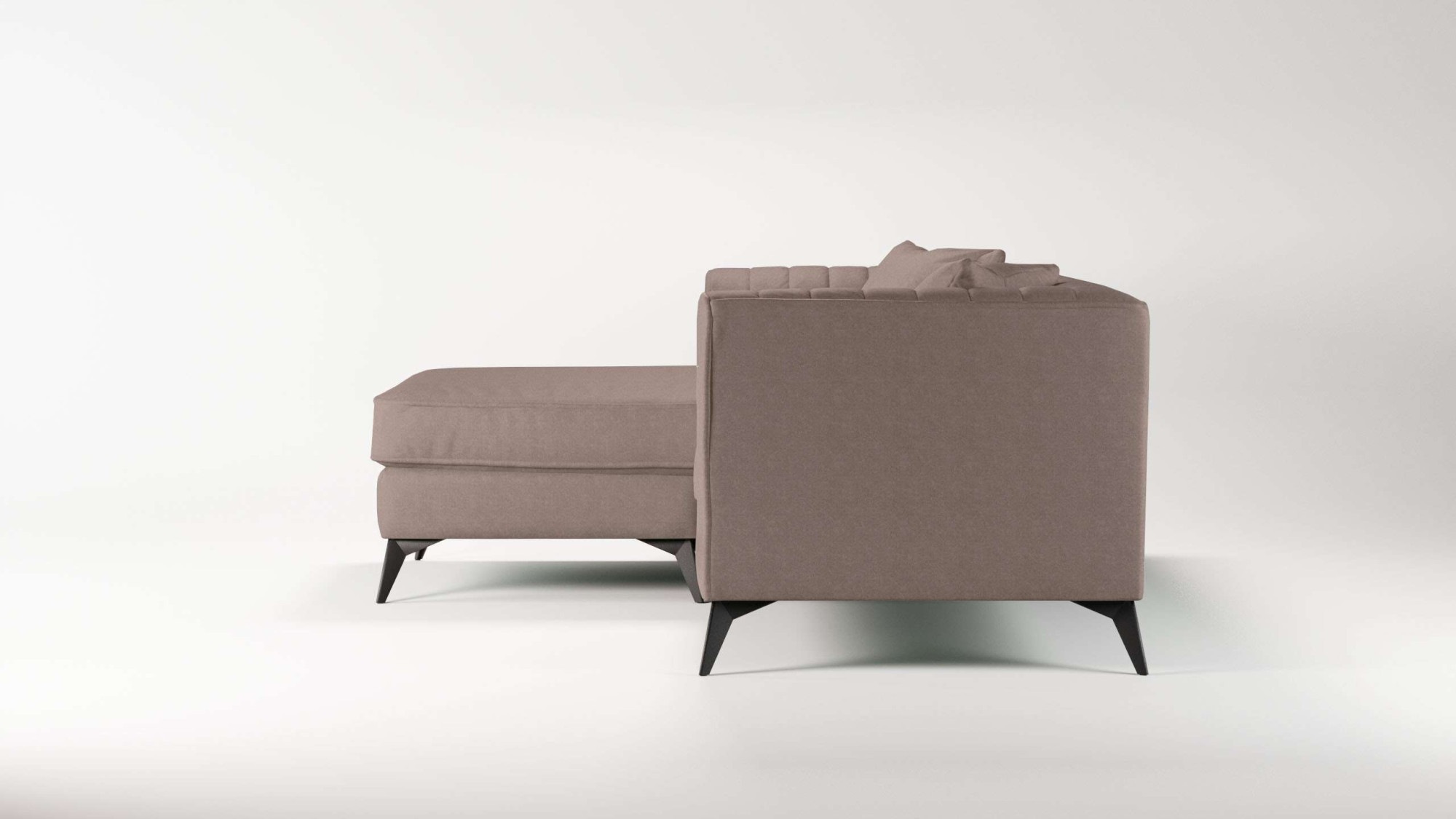 Places of Style Ecksofa »MATTHEW L-Form ideal für kleine Räume, Maße B/T/H: 201/162/74 cm«, elegantes Designsofa, feine Steppung im Rücken, incl. Zierkissen