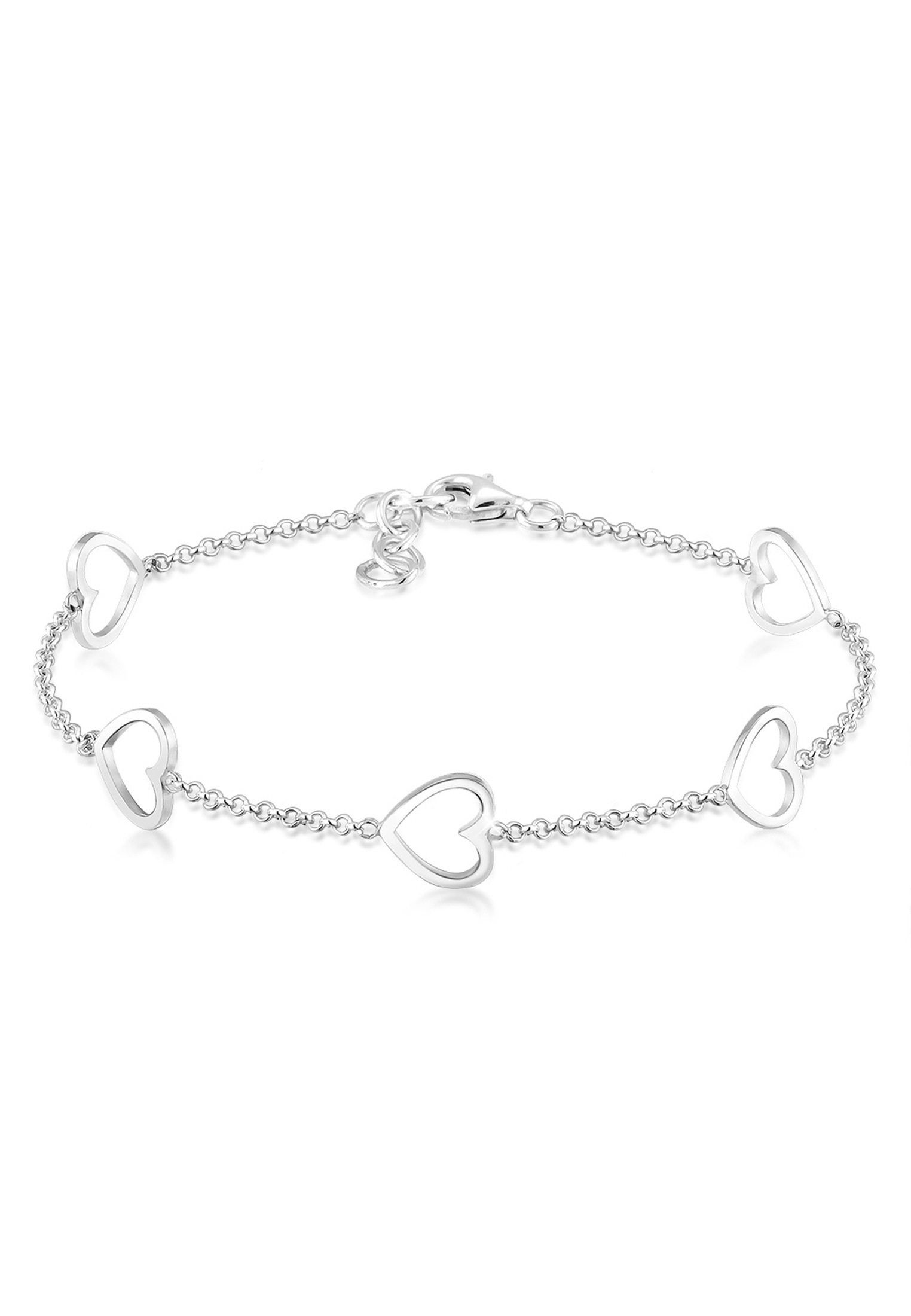 Elli Armkette »Armband Herz Liebe Cut-Out Basic Trend Romantik 925 Silber«