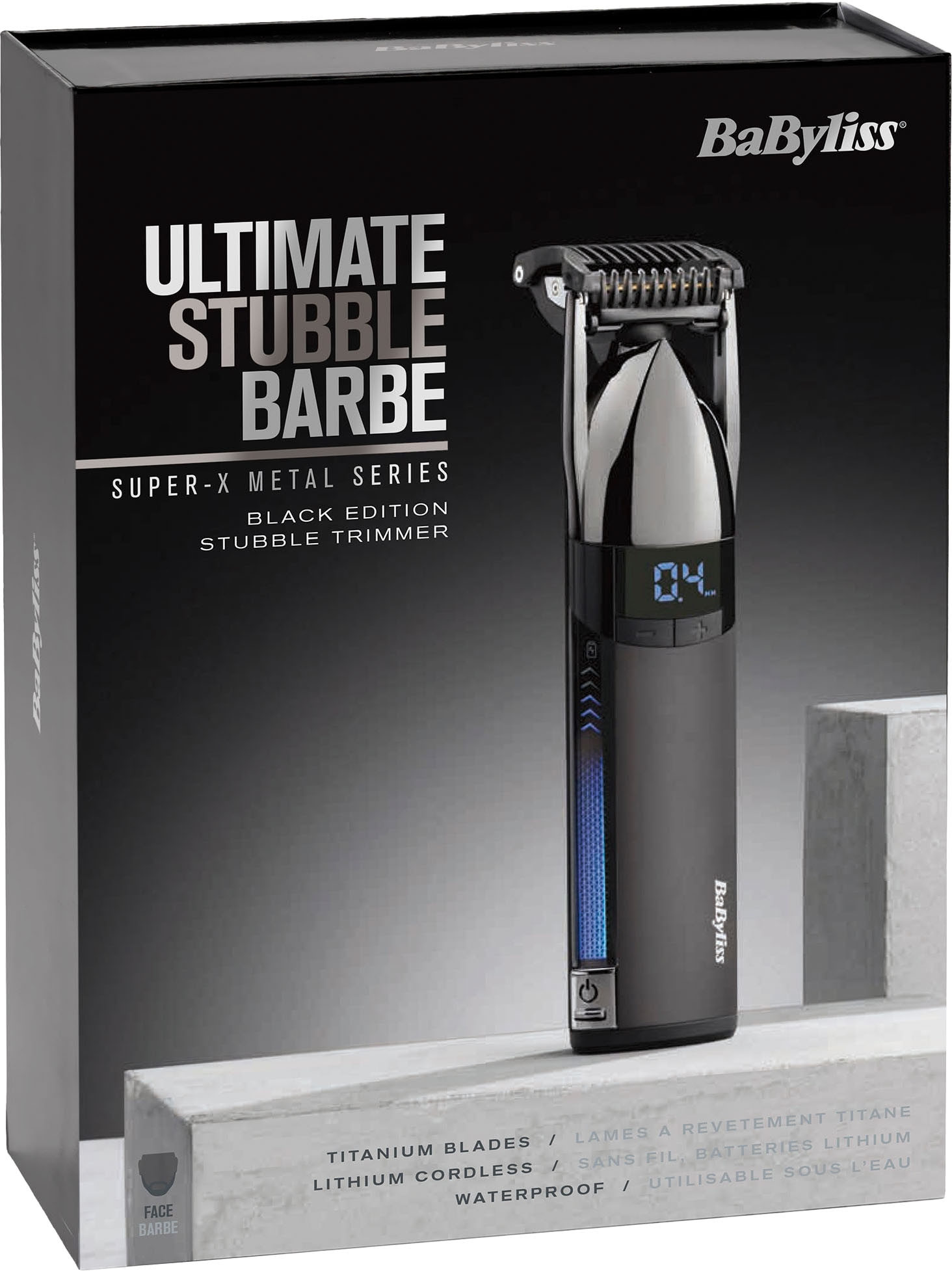BaByliss Bartschneider »BaByliss Super-X Metal Stubble Trimmer Bartschneider,  S991E« 0 Aufsätze Flexibler Scherkopf, Titan-Klingen, 24 Schnittlängen von 0,4mm-5mm
