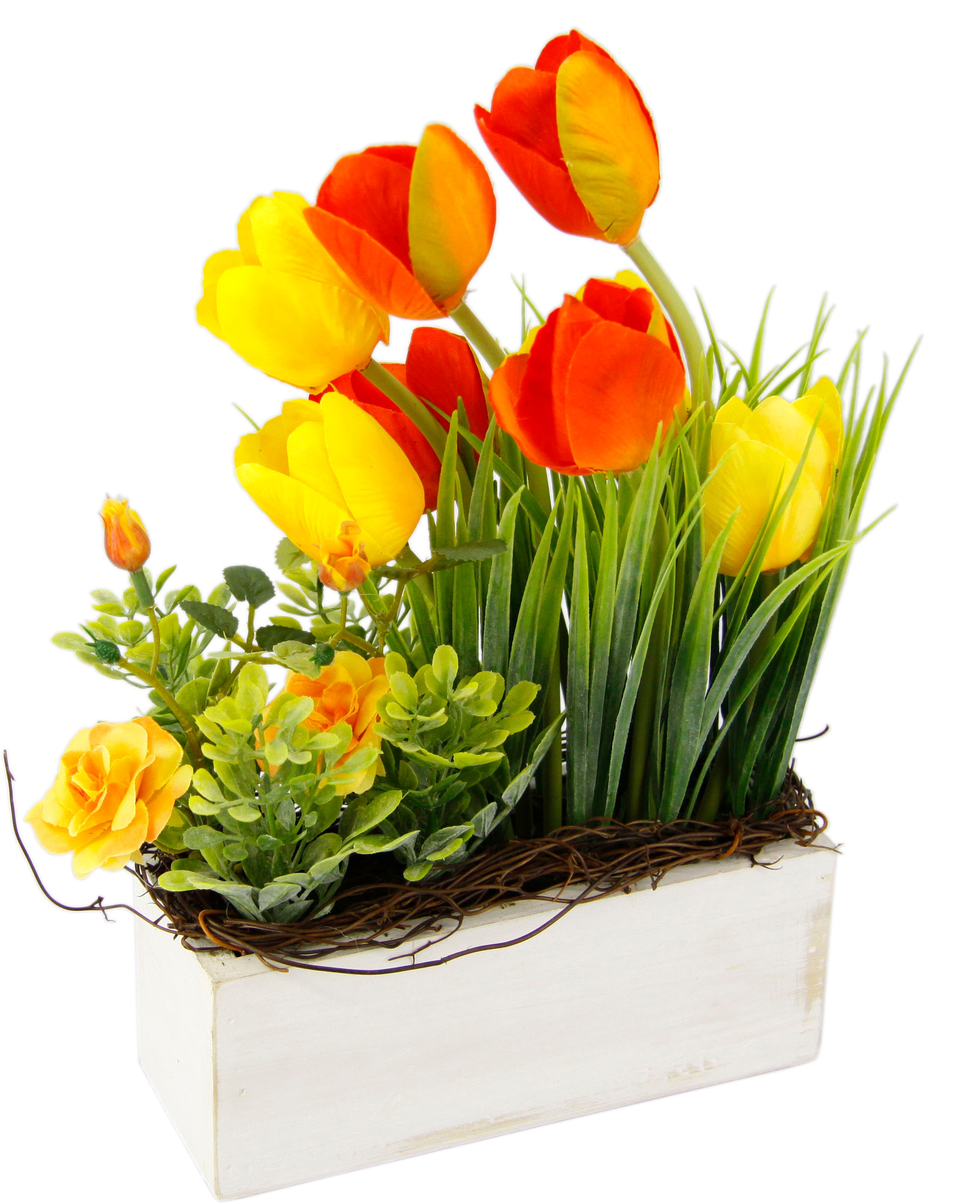 my home Gestecke »Tulpen Wildrosen und Gras«, Im Topf, aus Holz, Blumendeko  bequem bestellen