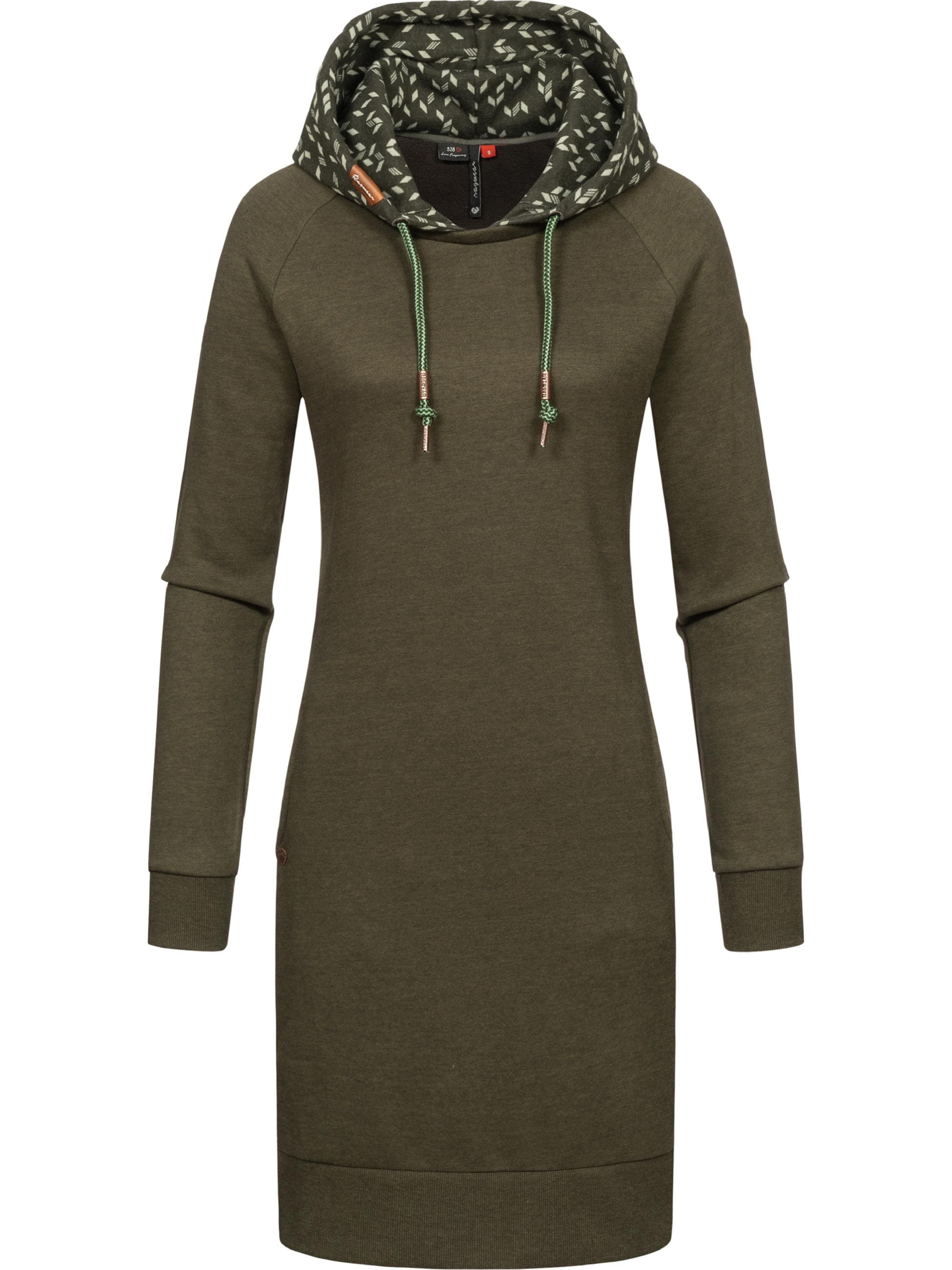 Ragwear Druckkleid »Druckkleid Bess«, Langärmliges Baumwoll Kleid mit Printmuster-Kapuze