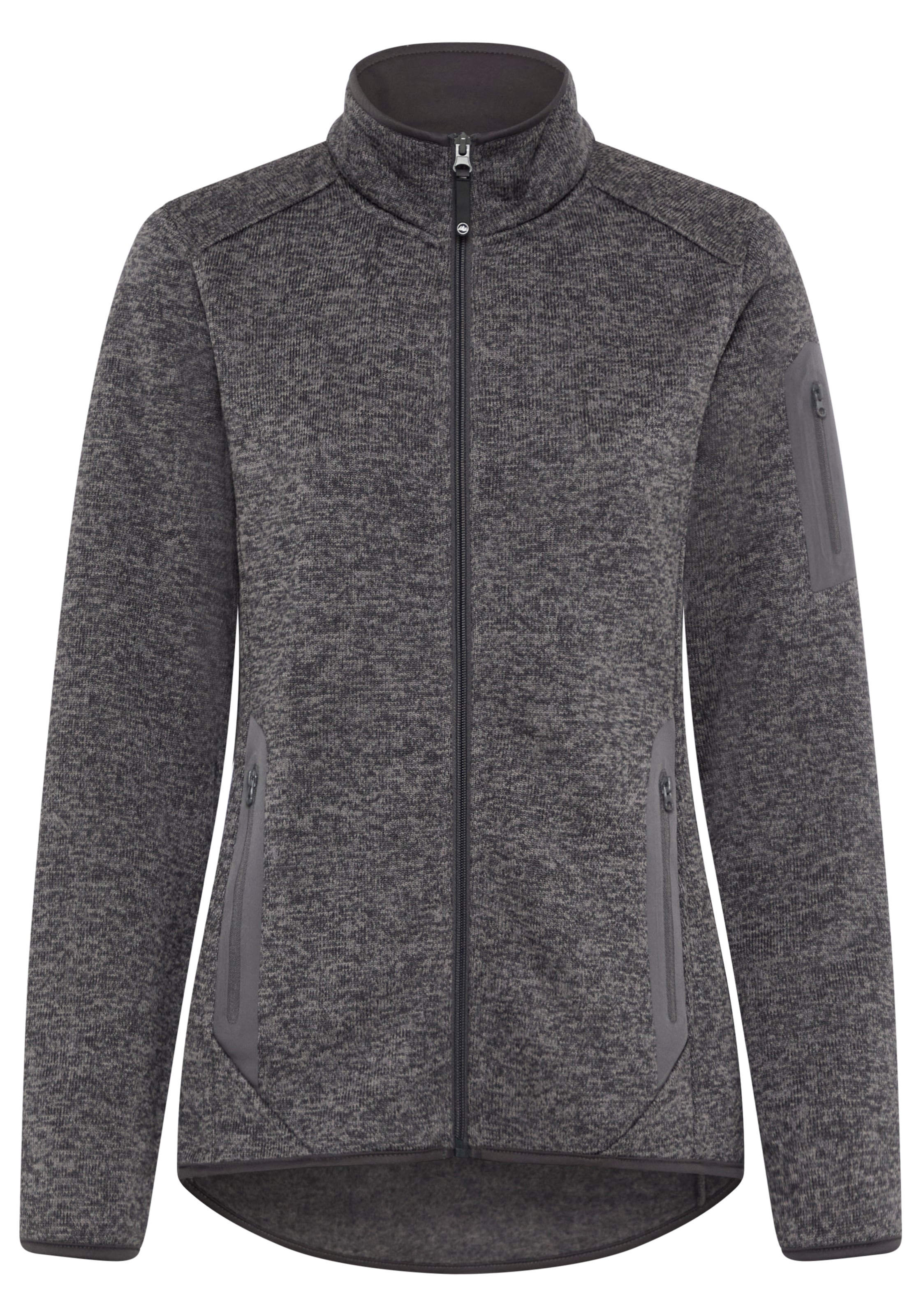 Polarino Strickfleecejacke mit Stehkragen und Kotrast-Reißverschlüssen