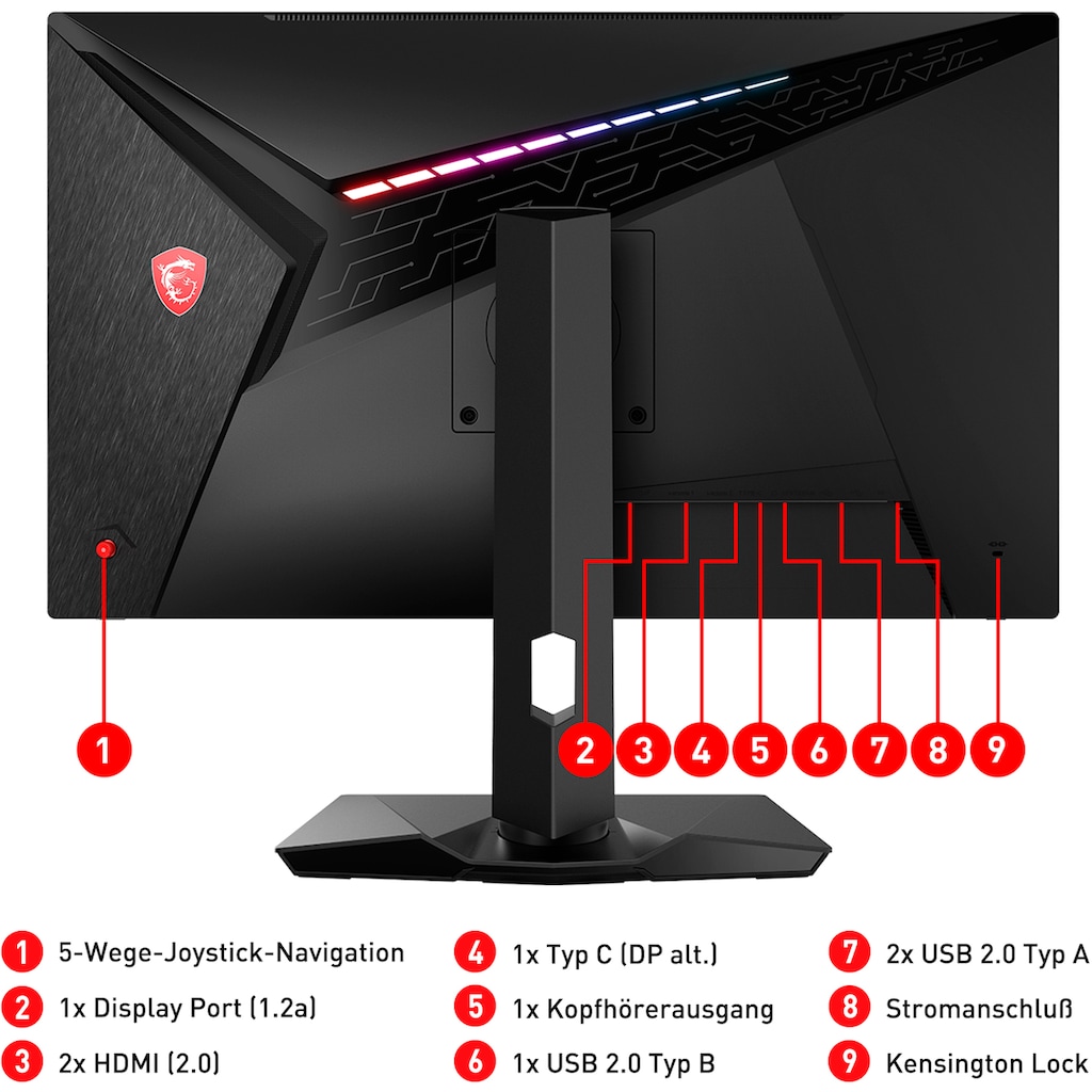 MSI Gaming-LED-Monitor »Optix MAG274QRFDE-QD«, 69 cm/27 Zoll, 2560 x 1440 px, WQHD, 1 ms Reaktionszeit, 165 Hz