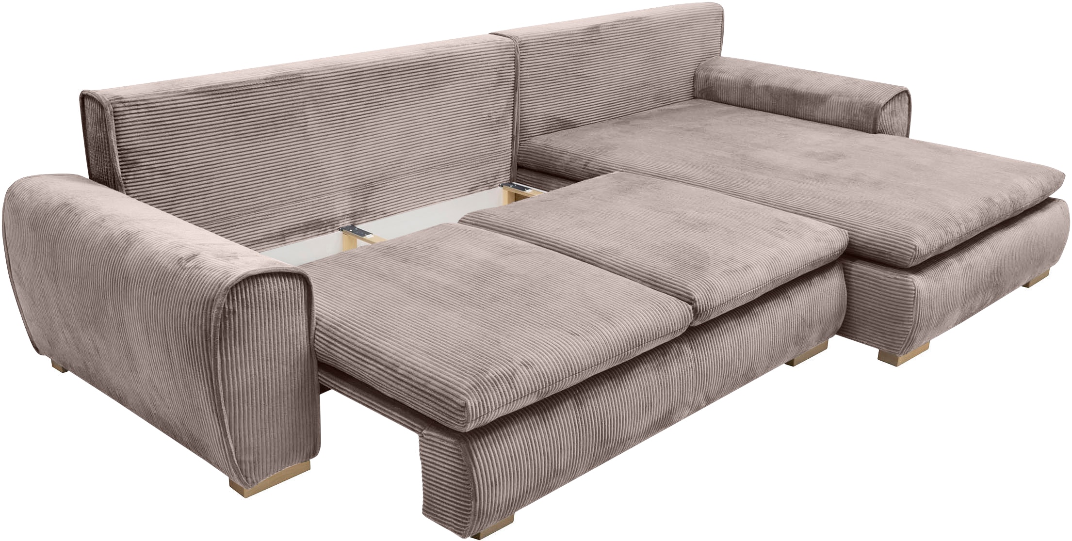 Home affaire Ecksofa »Katja L-Form, B: 325 cm - OTTO. Verlässliche Qualität.« Bettfunktion, Bettkasten & 4 Zierkissen