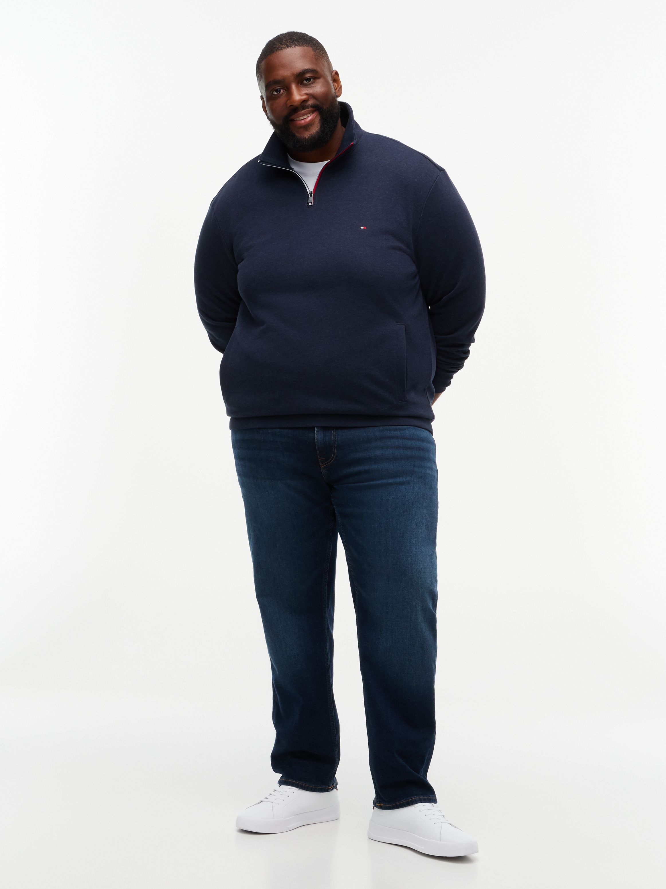 Tommy Hilfiger Big & Tall Sweatshirt »BT-RWB TERRY TIPED REGULAR 1/4 ZIP-B«, Große Größen, Troyerkragen
