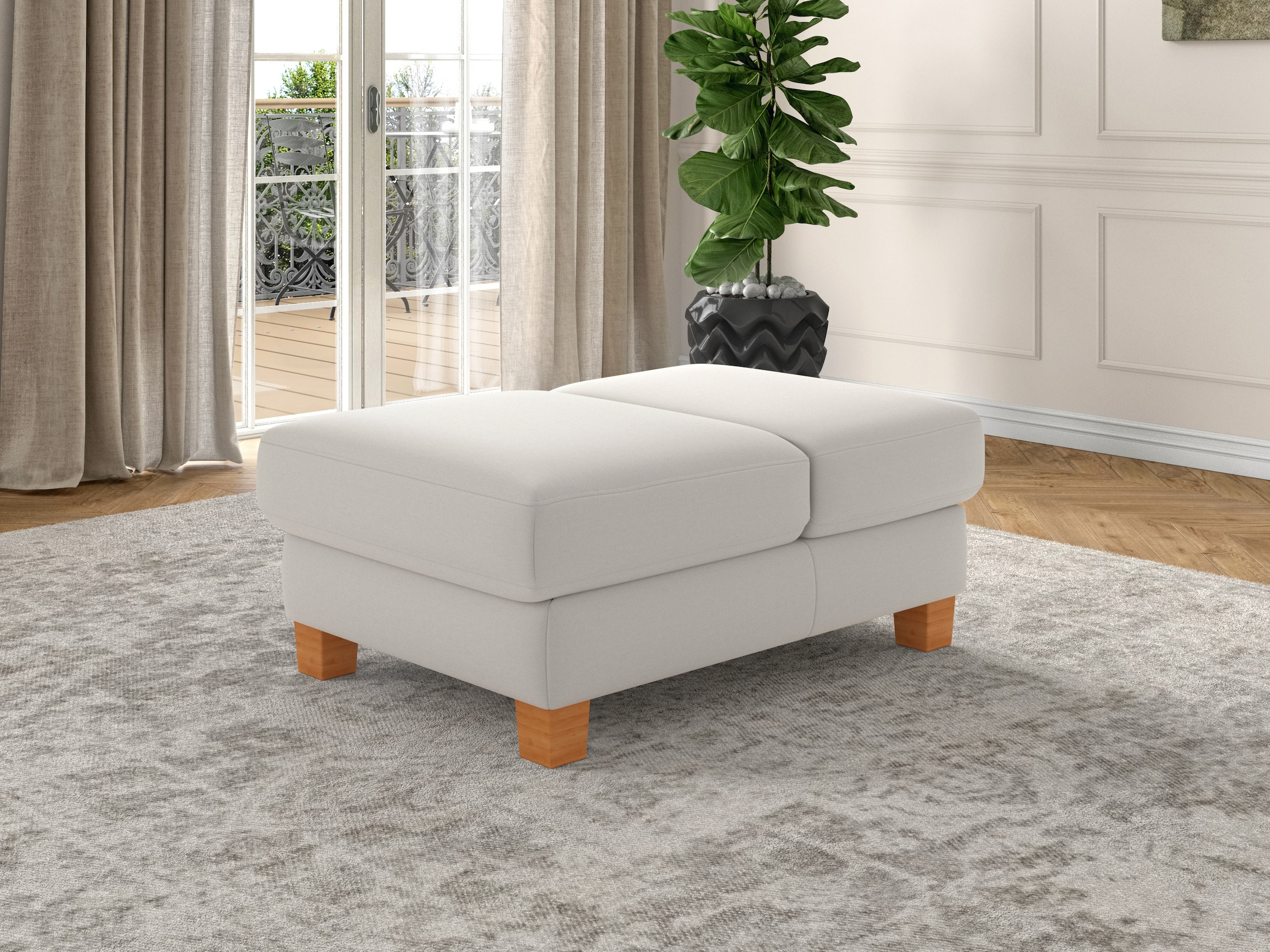 sit&more Polsterhocker »Dundee«, mit Klappfunktion, Federkern und hochwertigen Massivholzfüßen