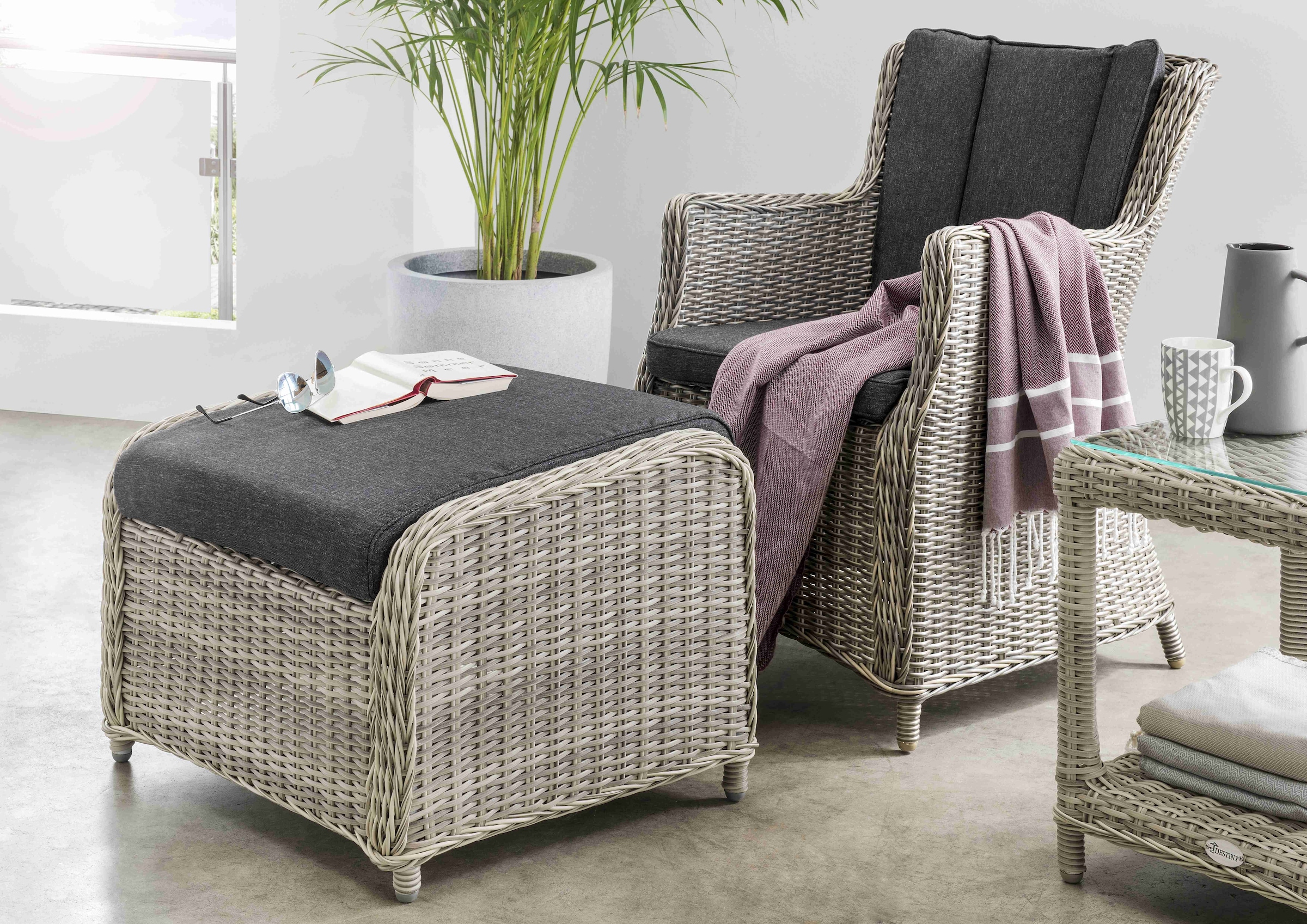 Destiny Balkonset »Luna Casa« Set, 6 Stk. tlg. Aluminium, Polyrattan