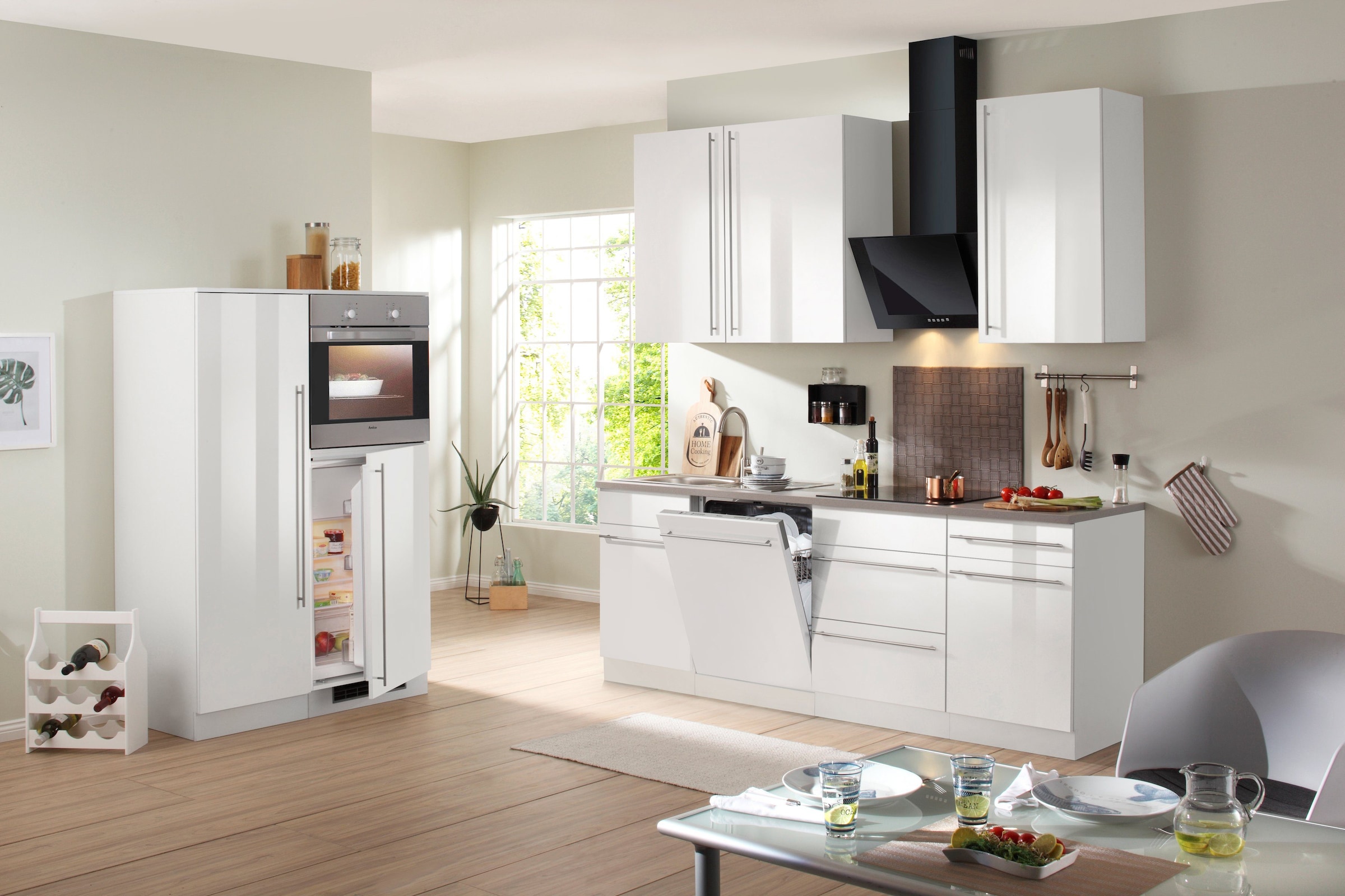 wiho Küchen Küchenzeile »Chicago« mit E-Geräten, Gesamtbreite 330 cm