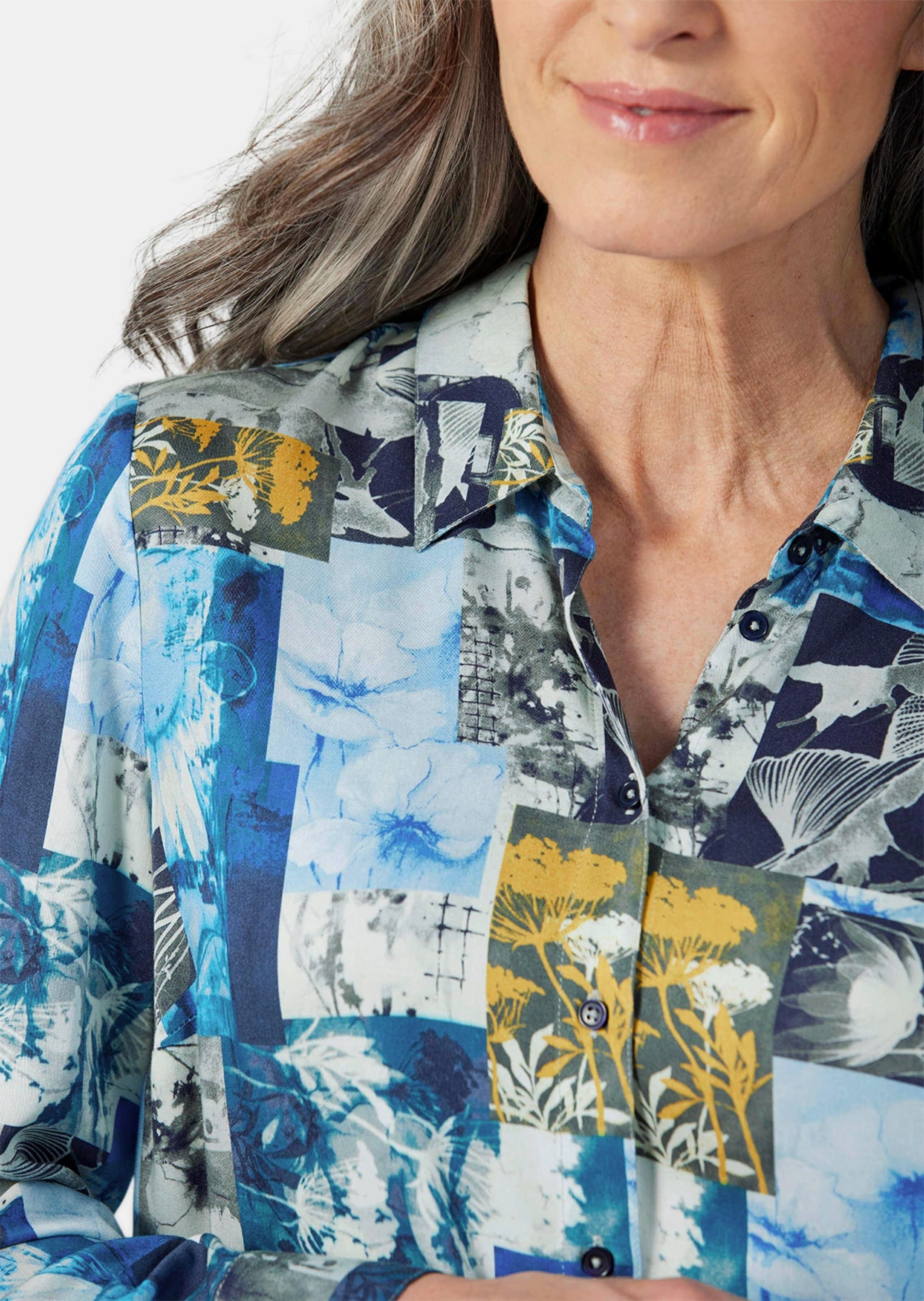 GOLDNER Hemdbluse »Kurzgröße Hemdbluse mit Druck«