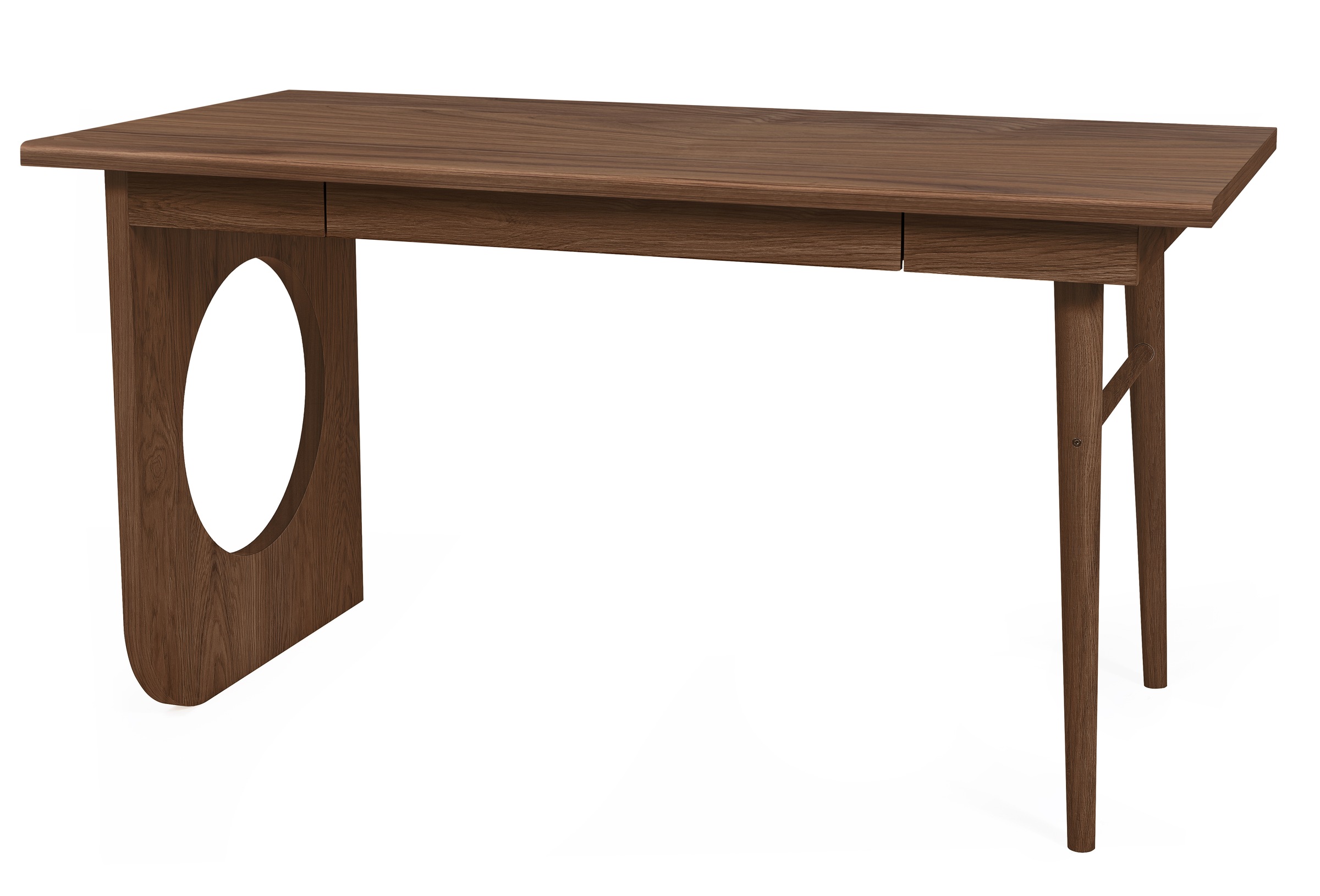 Woodman Schreibtisch »Bau«, edles Holzfurnier aus Nussbaum, Breite 140 cm