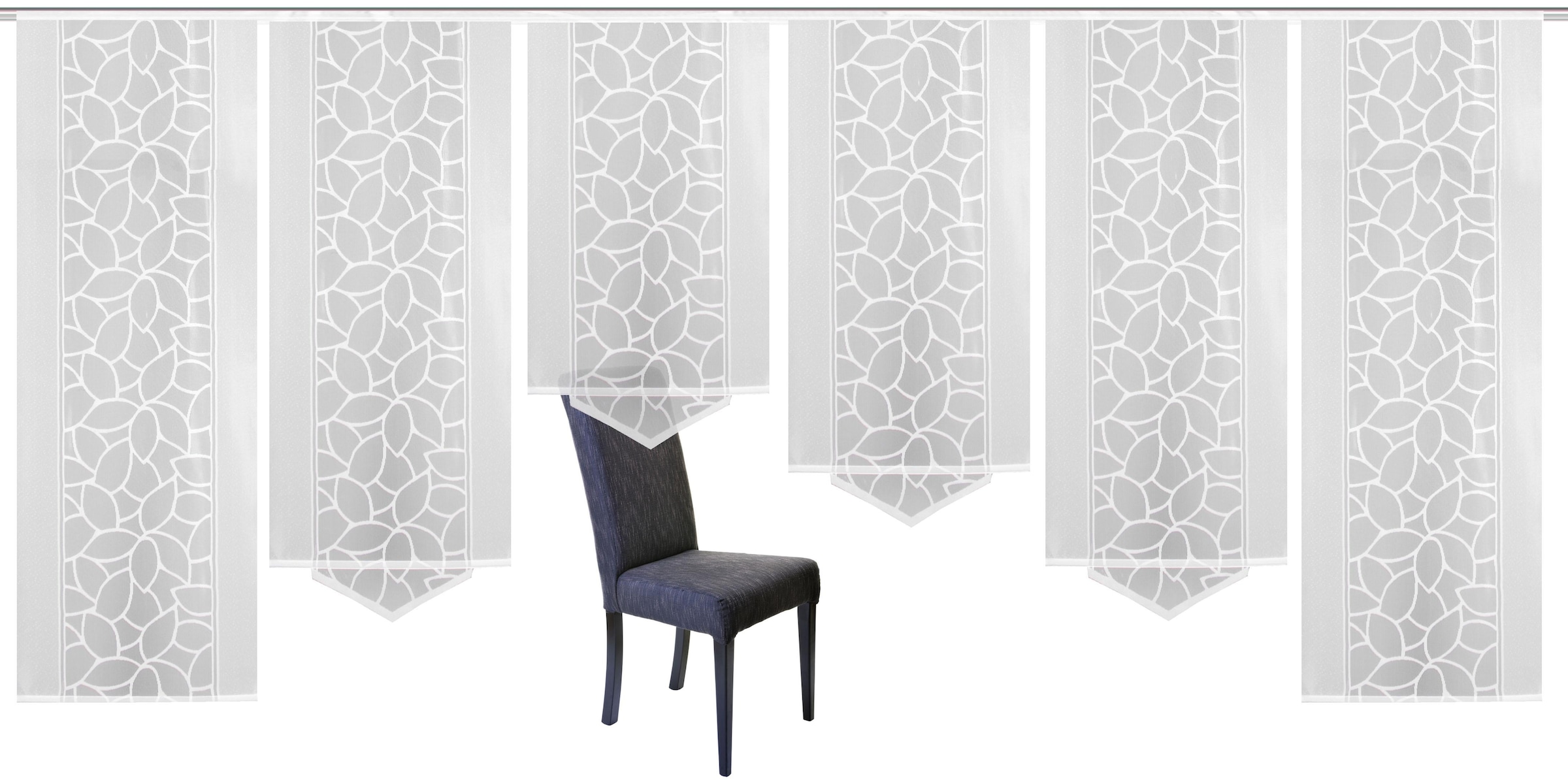 HOME WOHNIDEEN Schiebegardine »JENNA« Klettband 6 Stk. tlg. Schiebevorhang Jacquard Set