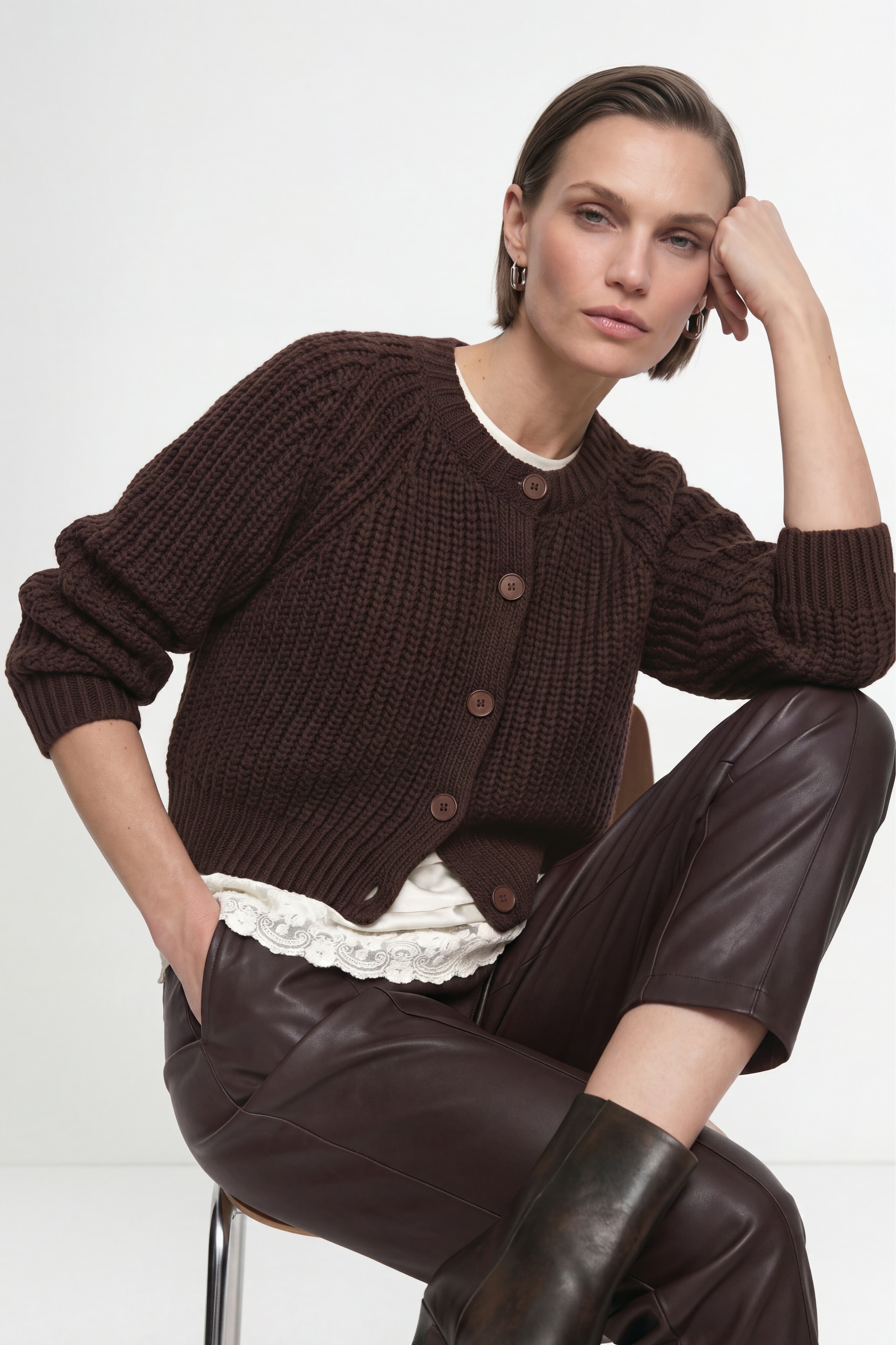 RICHROYAL Strickjacke Regular fit mit Rundhalsausschnitt
