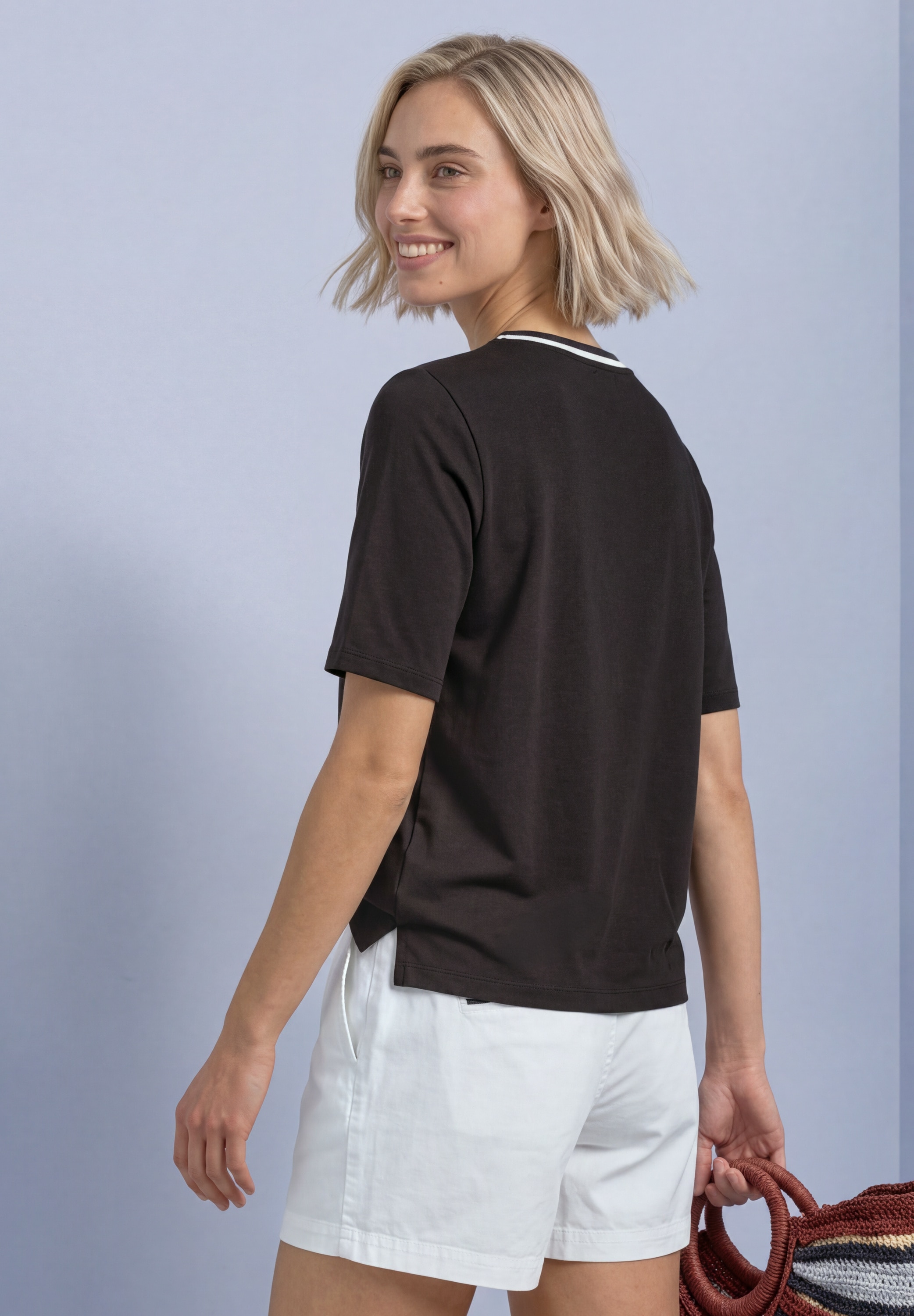 STREET ONE Kurzarmshirt Sommershirt mit Kontrastdetails